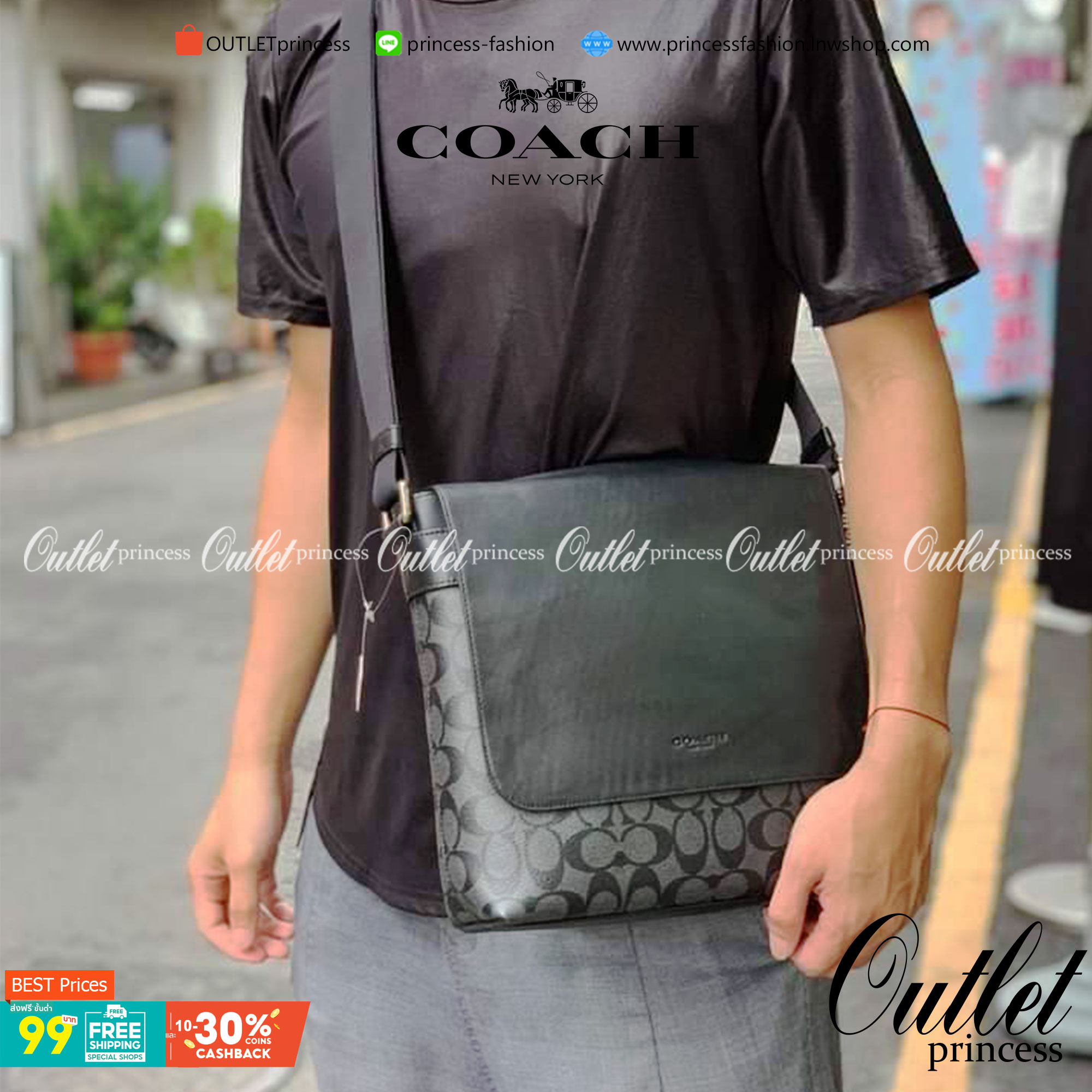 COACH CHARLES SMALL MESSENGER IN SIGNATURE (F54771)🌲ทั้งหล่อ ทั้งเท่มากๆขนาดนี้ ไม่ควรพลาด !! //สะพายข้างใบใหญ่ Unisex ใช้ได้ทั้งชายและหญิง // วัสดุแคนวาส ผสมหนังแท้อย่างดี อยู่ทรงสวย คุณภาพสุดๆ ฝาเปิดกระเป๋า ล็อคด้วยตัวล็อคแม่เหล็ก แน่นหนามากๆ ช่