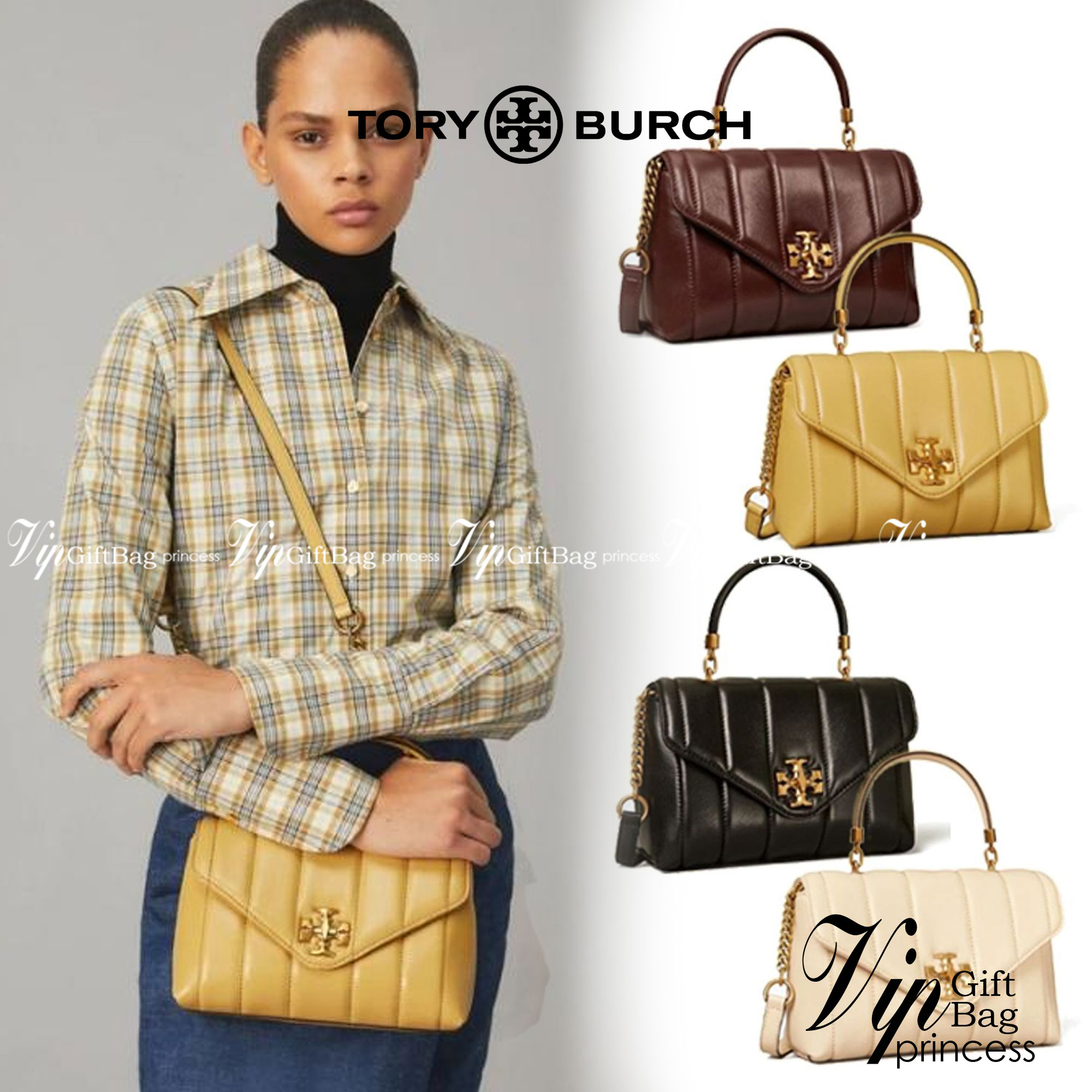 TORY BURCH KIRA QUILTED SMALL SATCHEL มาแล้วด่วนๆ!! กับคอลที่ปังไม่ไหว พร้อมเสิร์ฟสีคลาสสิค กระเป๋าถือ/สะพาย ทรงสวย สะพายคล่องตัว หนังแท้ ดีไซน์บุนวม เส้นคมสวยหรู วัสดุหนังแกะ สัมผัสดีงาม นิ่มมือ เปิด-ปิดด้วยอะไหล่บิดล็อค ภายในเป็นช่องโล่ง มีช่องซิป ใส่ขอ