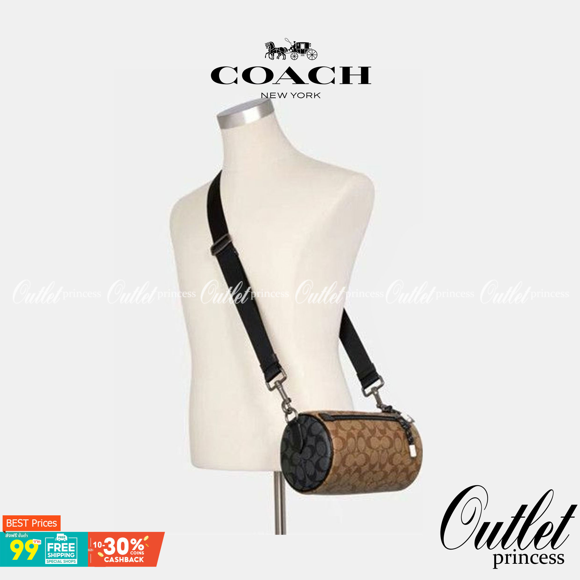 COACH BARREL SIGNATURE CANVAS CROSSBODY (C2957) กระเป๋าสะพาย ทรงเก๋ ขนาดกำลังดี ที่บอกได้คำเดียวว่า เท่ไม่หยอก!! คือดีย์มาก!!// วัสดุแคนวาส ผสมหนังแท้ ลาย SIGNATURE รูปทรงกระบอก// เปิด-ปิด ด้วยซิบ ด้านในโล่งกว้าง เก็บของได้เยอะ// มาพร้อมสายสะพาย สายสปอร์ต