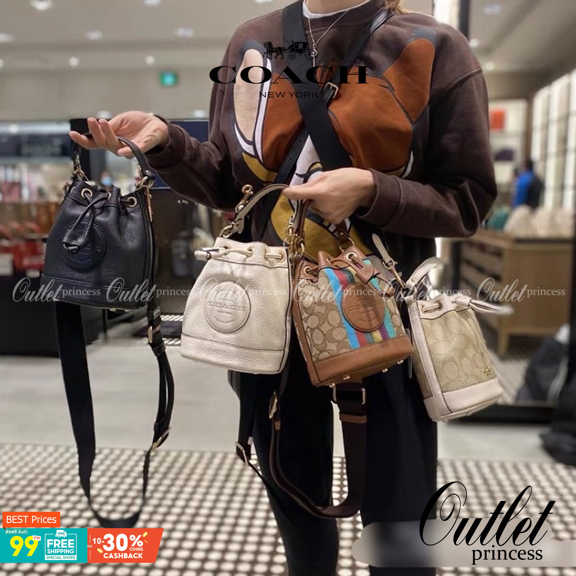 COACH C5121 DEMPSEY DRAWSTRING BUCKET BAG 15 WITH COACH PATCH น้องคนสวยมาใหม่จ้า ละมุนคุณหนูต้องมาอีกแล้วแหละ กระเป๋าทรงถังไซส์มินิ ใช้งานง่ายด้วยการรูดหนังปิดรอบปากกระเป๋า ทุกอย่างลงตัวที่สุด!! มาพร้อมตัวห้อยรูปหัวใจสีทองกุ๊กกิ๊ก น่ารักมากๆ มีหูหิ้วในตัว