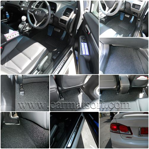 พรมดักฝุ่นไวนิล HONDA CIVIC FD ปี2005-12 สีเทา เข้ารูป 6ชิ้น