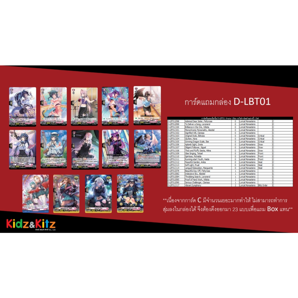 แวนการ์ด Overdress VGT-D-LBT01 Lyrical Booster Pack 01: Lyrical Melody 1กล่อง 20ซอง ภาษาไทย