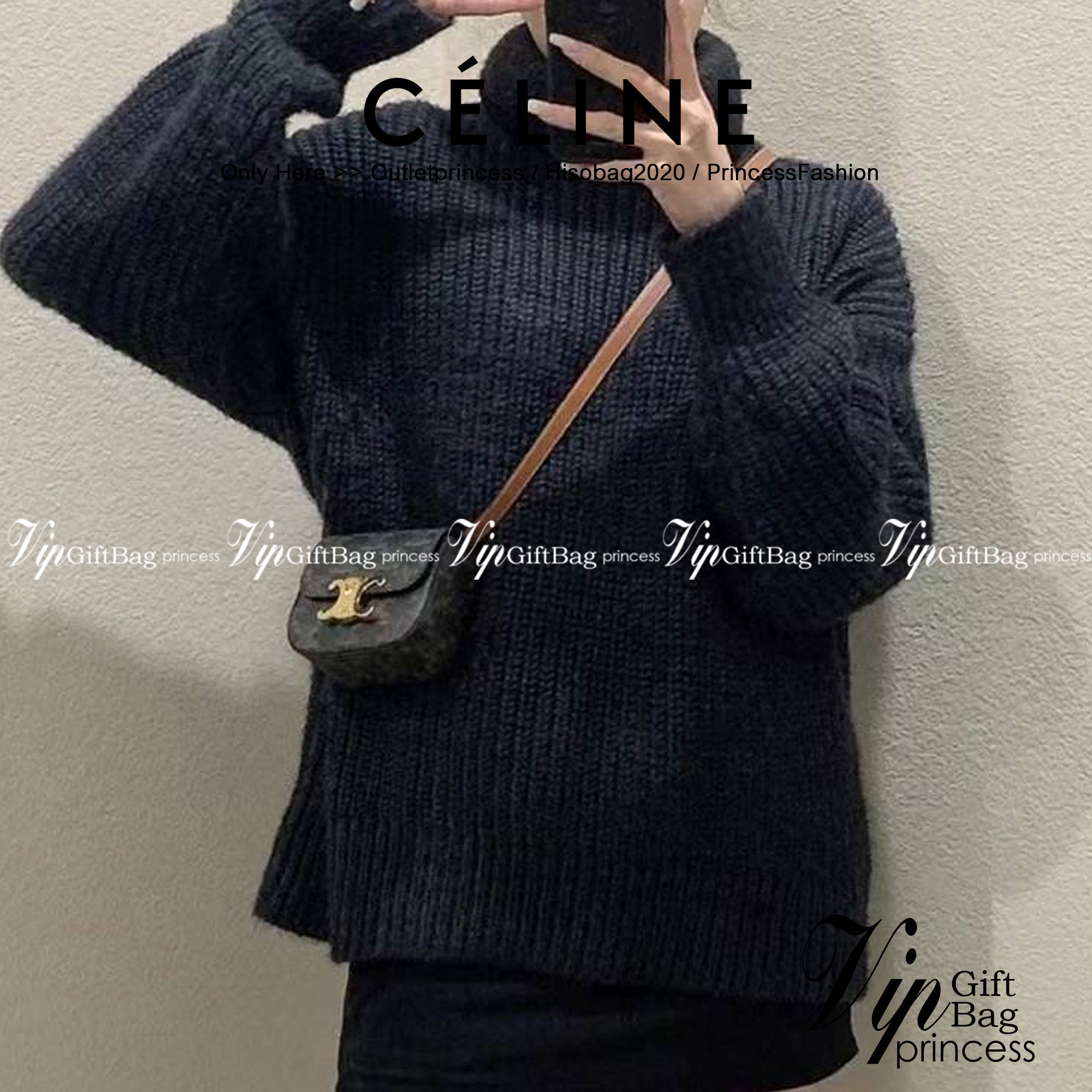 หนังแท้ CELINE MINI TRIOMPHE IN TRIOMPHE CANVAS AND CALFSKIN ใบเล็กน่ารัก งานหนังแท้ทั้งใบ กระเป๋ามินิทรงชิค ดีไซน์รูปกล่องสุดแสนมินิมอล สามารถสะพายแบบ Crossbody และยังเป็น Belt Bagได้อีกด้วย แบบไม่มีตกยุค ด้านหน้าโดดเด่นด้วยโลโก้สีทอง เป็นอีกหนึ่งตัวเลือ