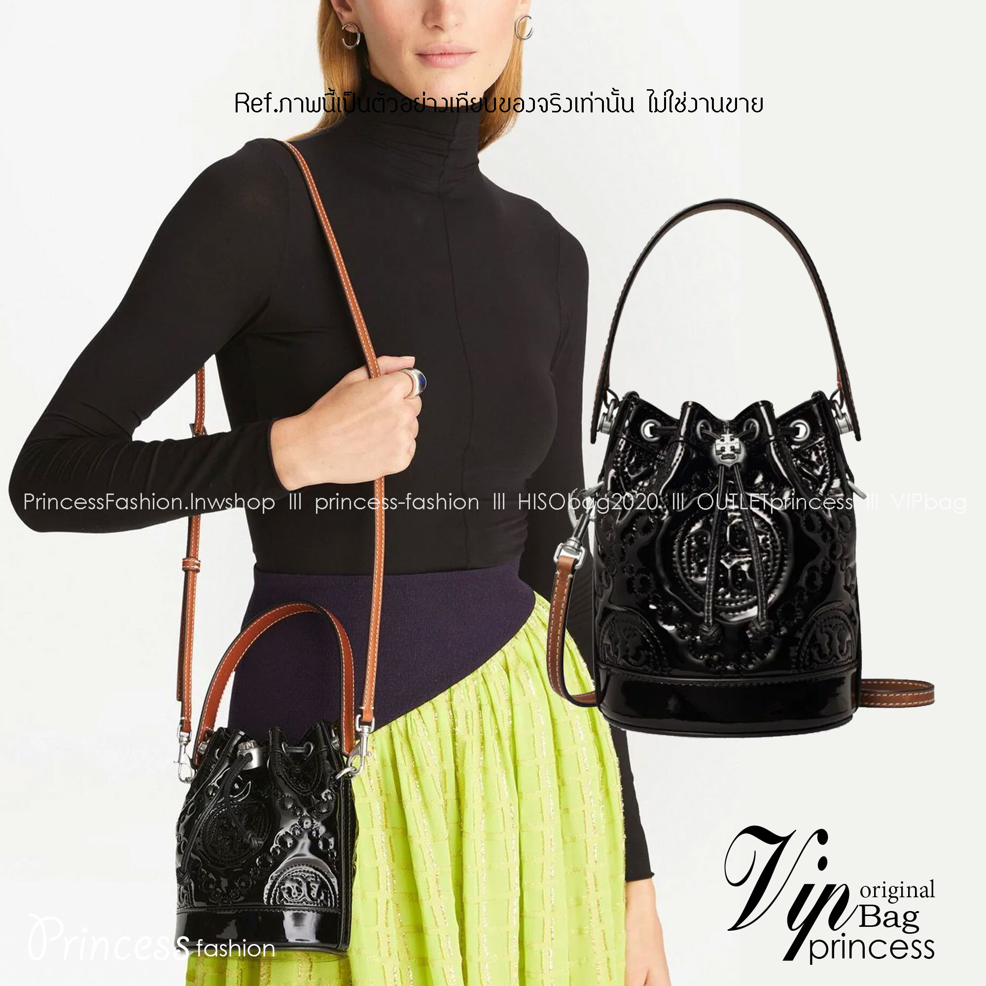 6 สี Tory Burch Puffy Mini / Tory burch T Monogram Puffy Patent Mini Bucket Bag / Tory Bucket Bag กระเป๋าบัคเกต size เล็ก โดดเด่นด้วยโลโก้ตัวนูนปั๊มด้านหน้า
