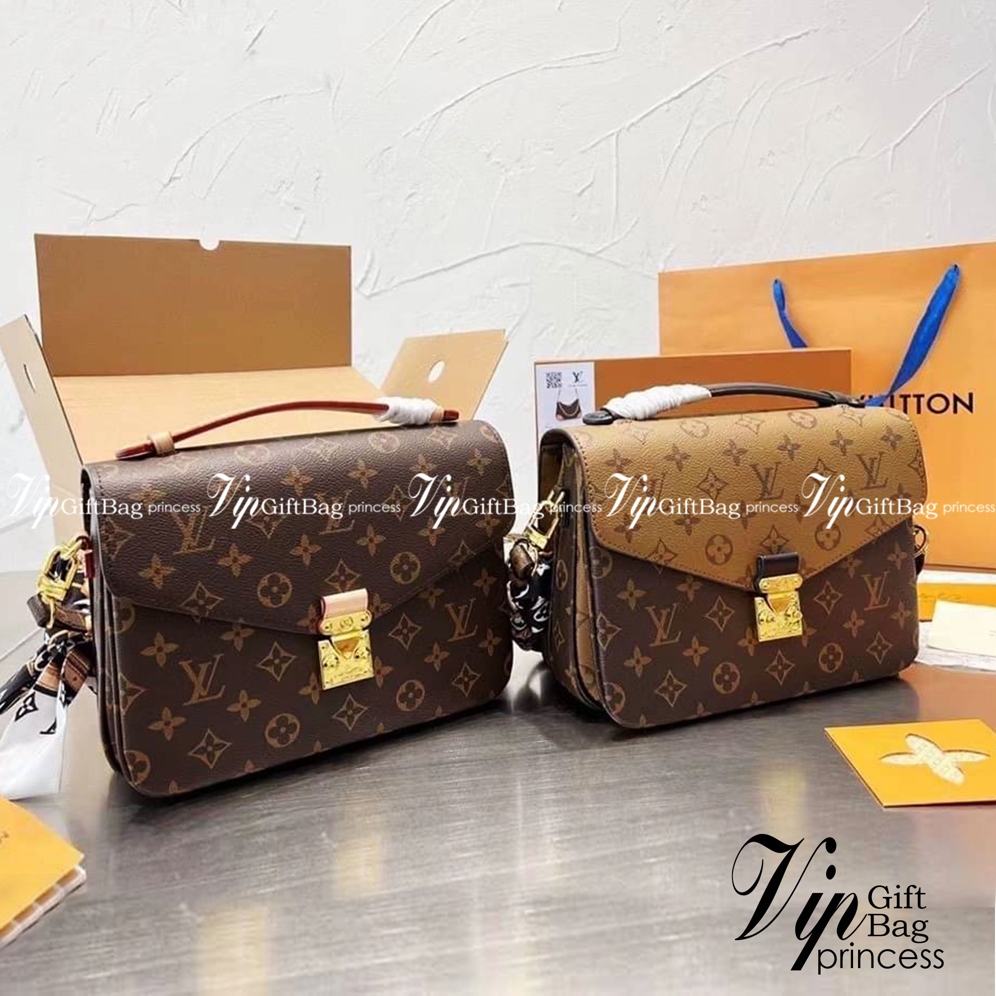 LV Monogram Reverse Pochette Metis / LV Pochette Metis กระเป๋าสะพายไอเท็มนำแฟชั่นที่น่าดึงดูดใจ ทรงกะทัดรัดและใช้งานได้สะดวก หนังแคนวาสอย่างดี ลาย Monogram เปิด-ปิดแบบกดล็อคอะไหล่สีทองสวยงาม