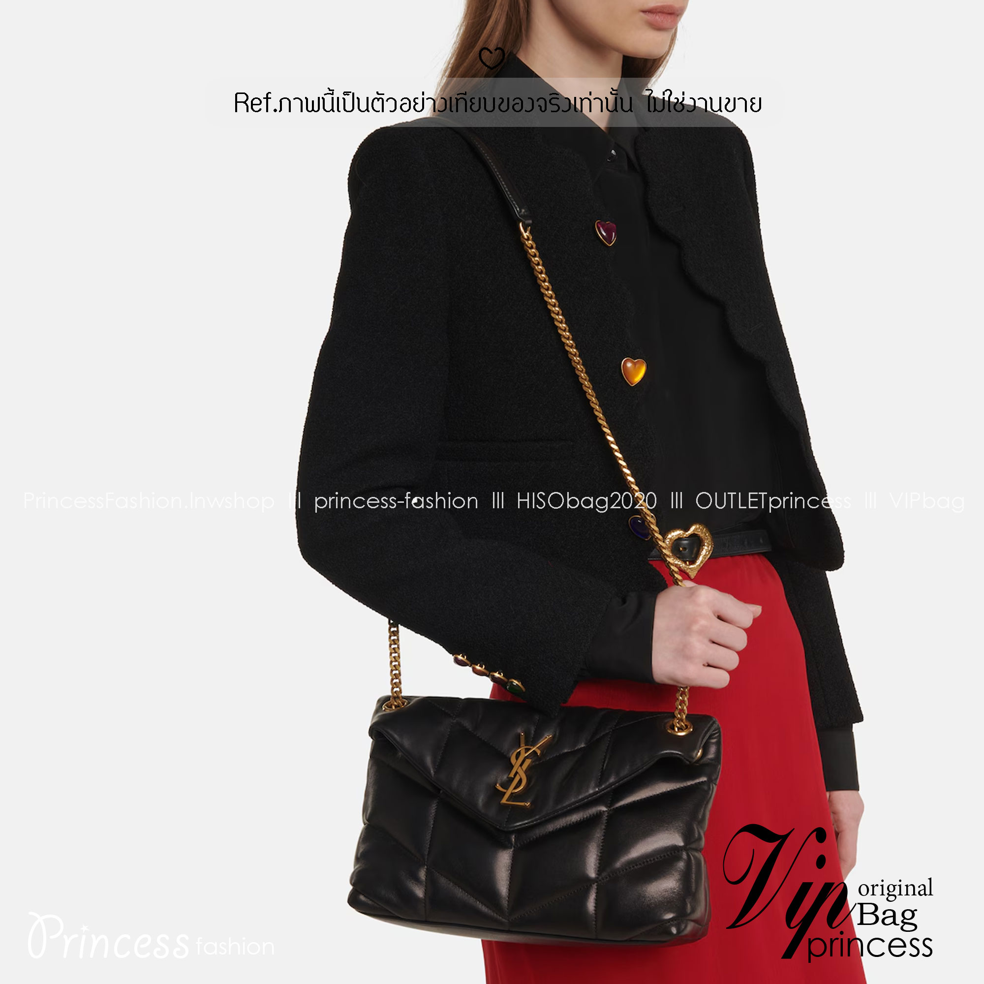 ORI หนังแท้ | 28cm YSL PUFFER SMALL in Nappa leather กระเป๋าสะพายรุ่นยอดนิยม ทรงสวย ใช้ได้บ่อยไม่มีเบื่อ วัสดุหนังสัมผัสนิ่มมือ ดีไซน์เรียบหรู ดูแพง สะพายได้หลากหลาย