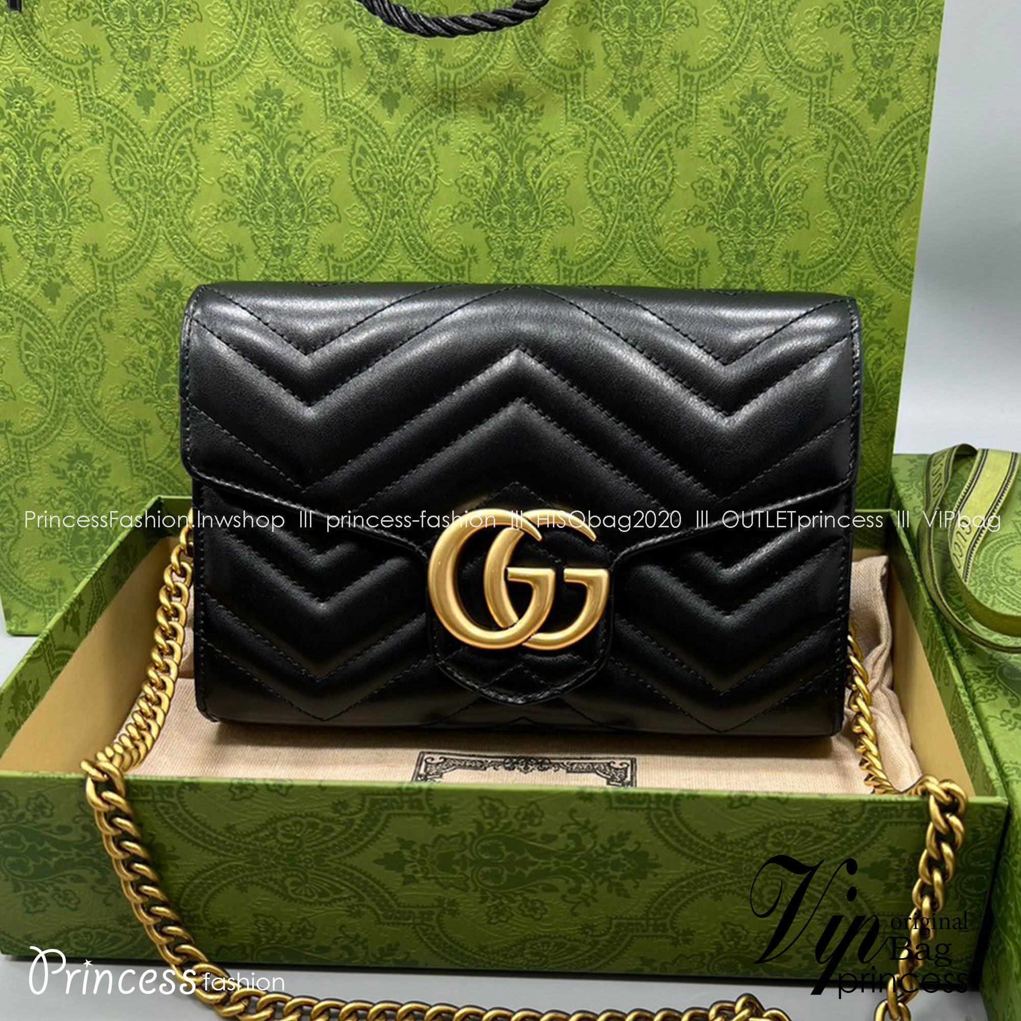 GUCCI GG Marmont Chain Wallet Matelasse Mini Soft Leather / GUCCI WOC เกรดออรินอล งานหนังสวยมากค่ะ ละมุนที่สุด ใส่บัตร ใส่แบงค์ได้ รับรองว่าจะเป็นกระเป๋าที่จะหยิบใช้งานได้บ่อยๆ รับประกันความสวยปังค่าาา