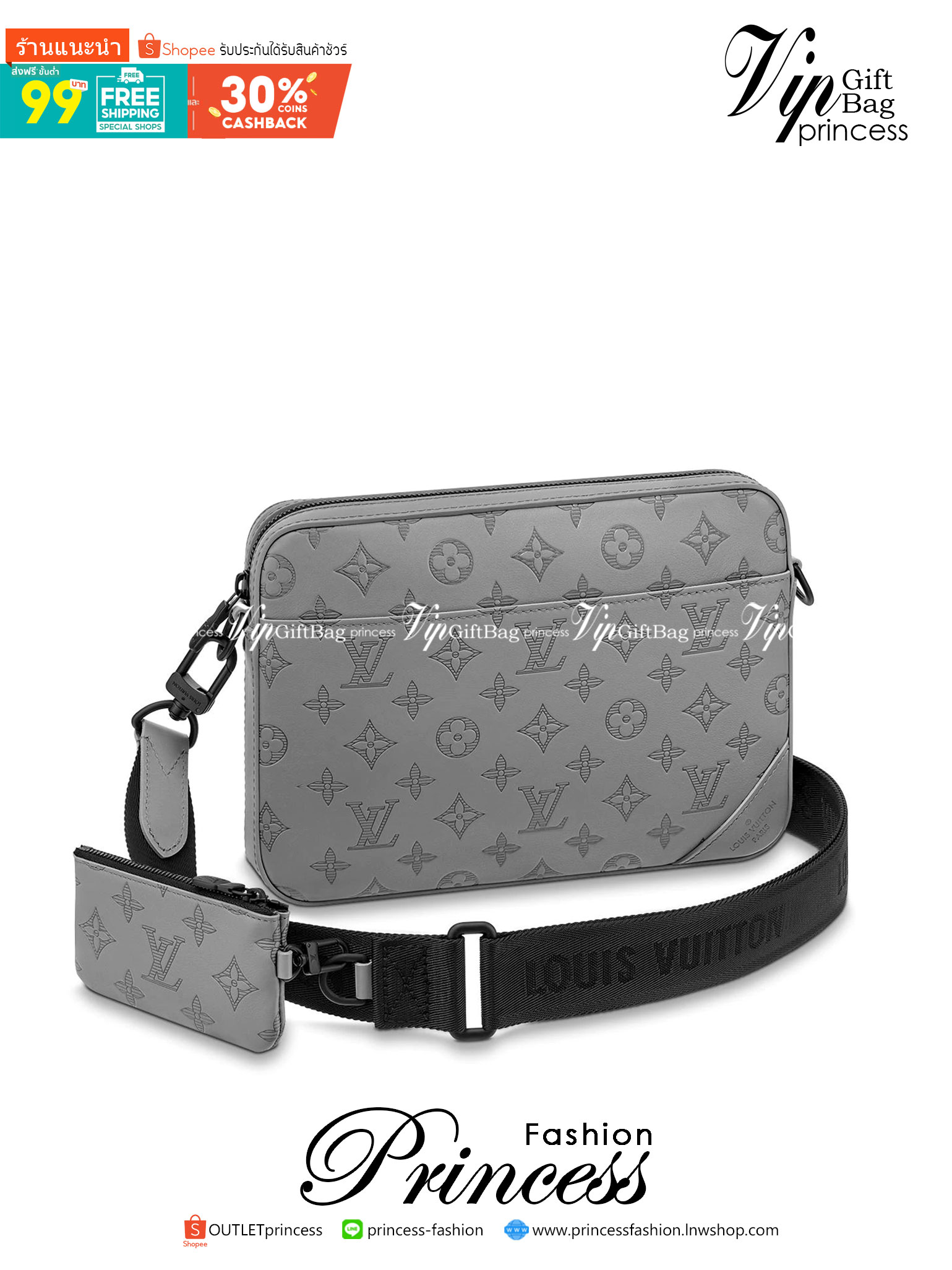 LV Duo messenger Gray Monogram Shadow เกรดใช้งานสลับใบจริงได้ เทพออริจินอล เนื้องานสวยงาม หนังแท้ ใช้ได้ทั้งชายหญิง ภาพสินค้าถ่ายจากงานขายจริงใช้งานต่างประเทศได้