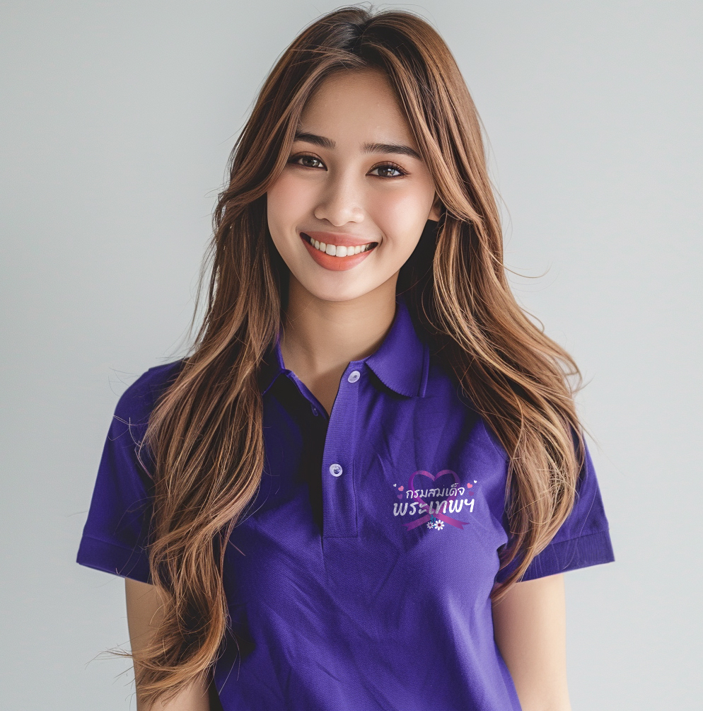77DESIGN เสื้อคอปกม่วง รักพระเทพ
