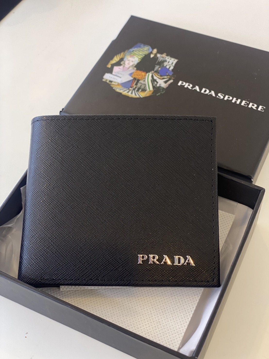 PRADA Short Wallet Men / Prada Leather Wallet - Black เกรดออริจินอล พร้อมส่งที่ไทย พร้อมกล่อง Box Set