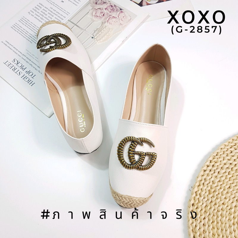 Gucci คัชชู หน้ายู ใส่สบาย น้ำหนักเบา วัสดุหนัง PU ด้านบนติดโลโก้แบรนด์ สวย หรู ดูแพงเกินราคาขาย