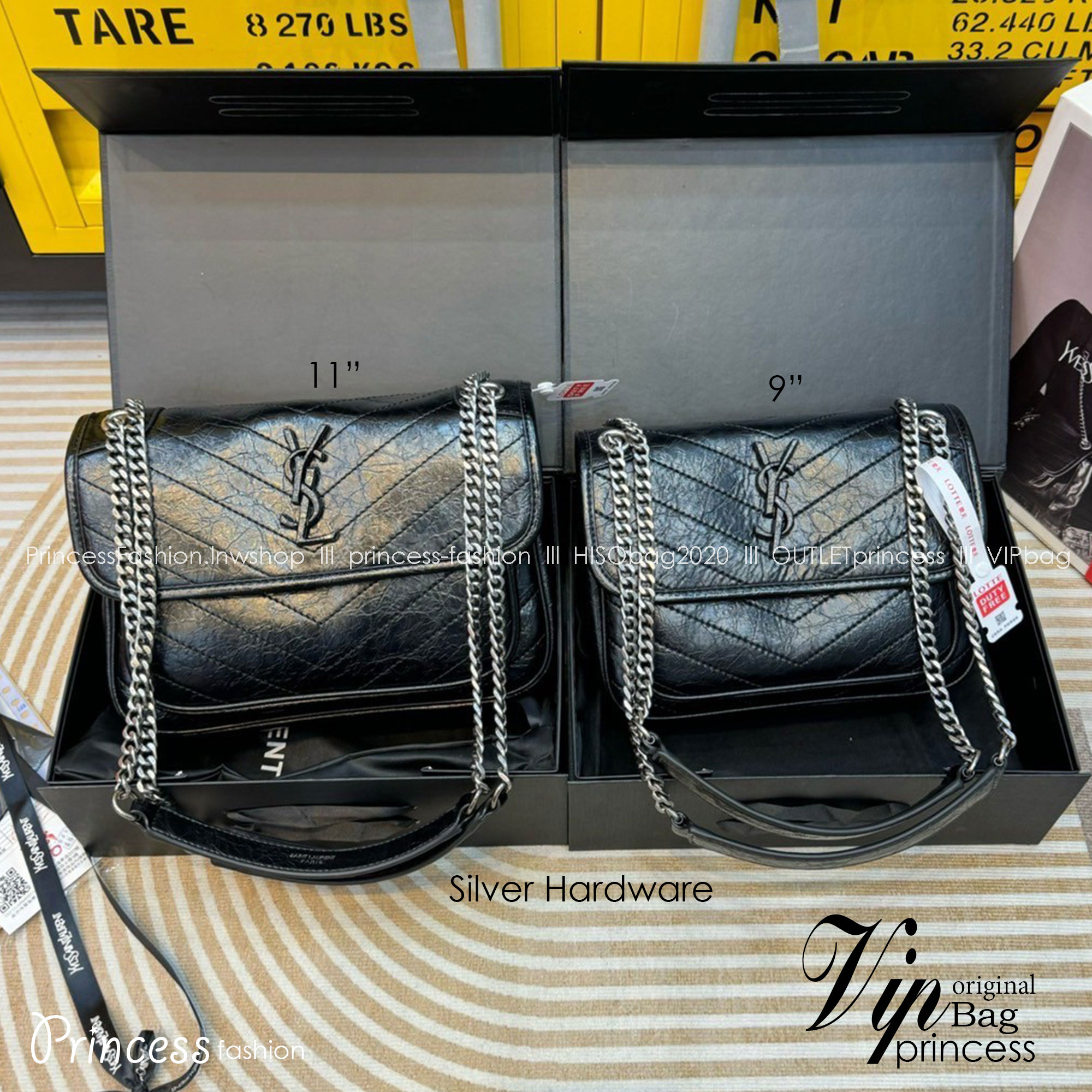 YSL NIKI IN VINTAGE LEATHER BAG กระเป๋าสะพายทรงคลาสสิคสุดฮอต (อะไหล่เงิน/ดำ) ที่ใครๆก็ต้องมีใช้ ดีไซน์เรียบหรู วัสดุหนังลายวินเทจสัมผัสดี