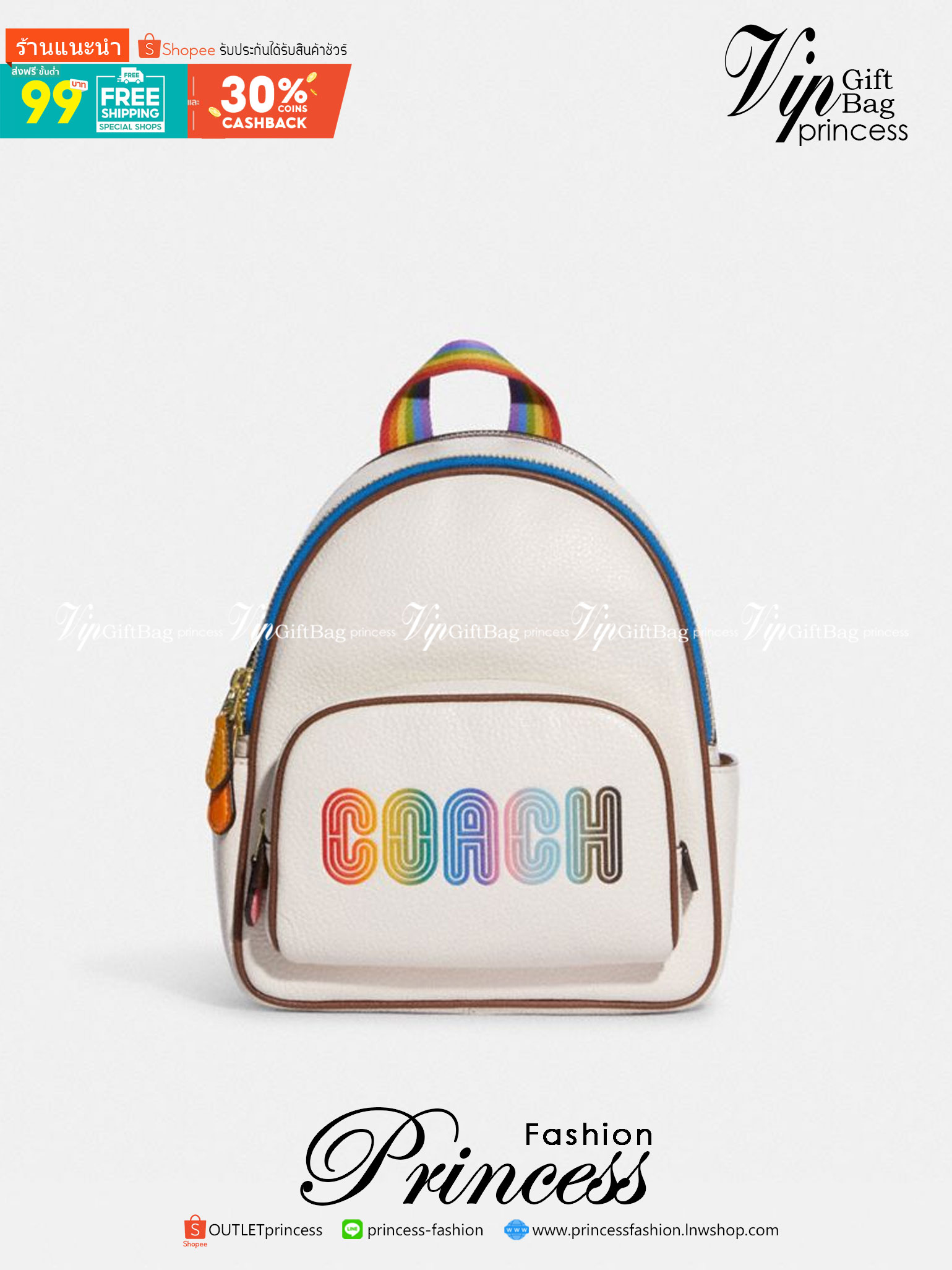COACH MINI COURT BACKPACK WITH RAINBOW COACH ((CA624)) 🌈ต่อกันเลย สวยกันก่อน วางน้องไม่ลงเลยจริงๆค่าา😍 พร้อมส่ง! ยังไม่เข้าไทย กับกระเป๋าสะพายหลังแบบมีหูหิ้วในตัว บอกก่อนเลยว่าหนังของน้องทั้งนิ่ม ทั้งสวย อย่างดีเลยค่ะ