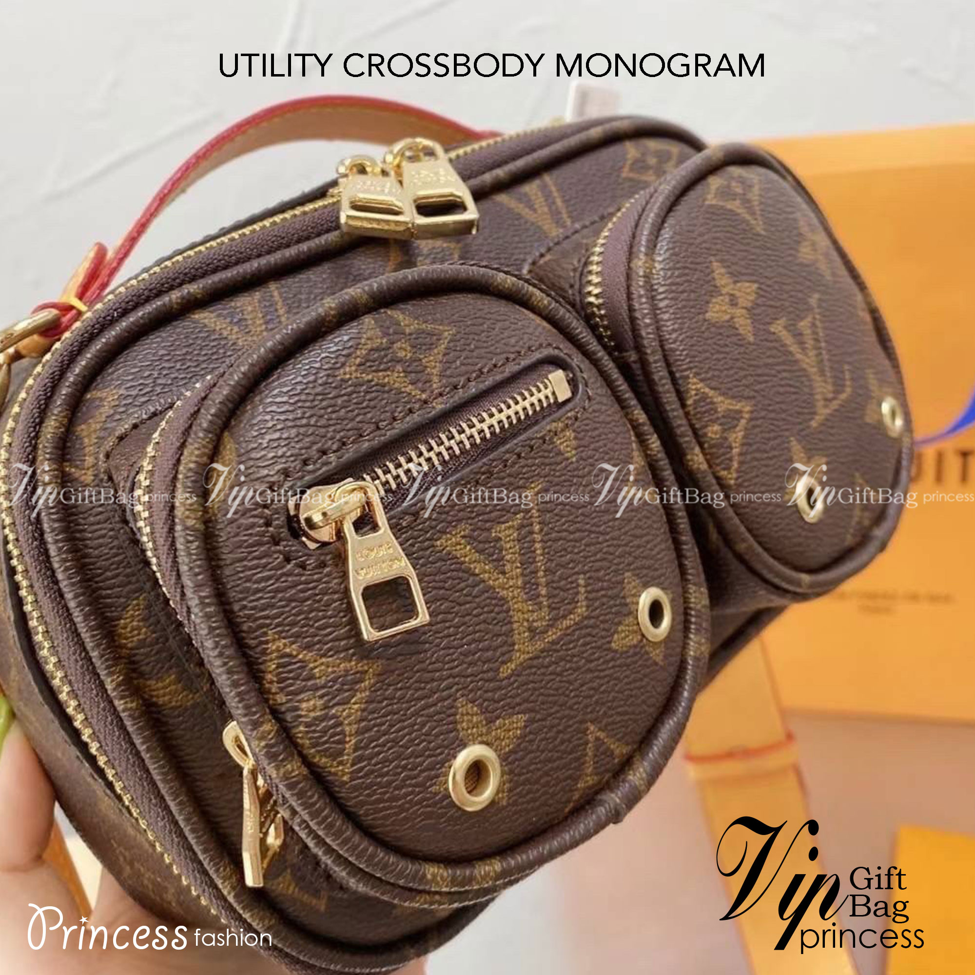 LV UTILITY CROSSBODY Crossbody Monogram bag ภาพถ่ายจากงานขายจริง ใช้งานต่างประเทศได้