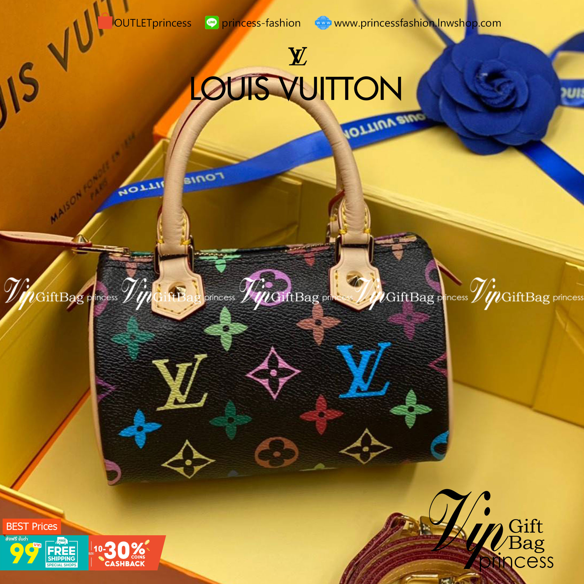 VIP 】LOUIS VUITTON Monogram Multicolor Mini Speedy พร้อมส่งความน่ารักค่ะ! กระเป๋าทรงหมอนไซด์มินิ หนังแกะแท้นิ่มสวยงามค่ะ เปิดปิดกระเป๋าแบบซิป ภายในสามารถใส่มือถือได้ กระเป๋าเงินใบกลางได้ พาสปอร์ตได้ค่ะ