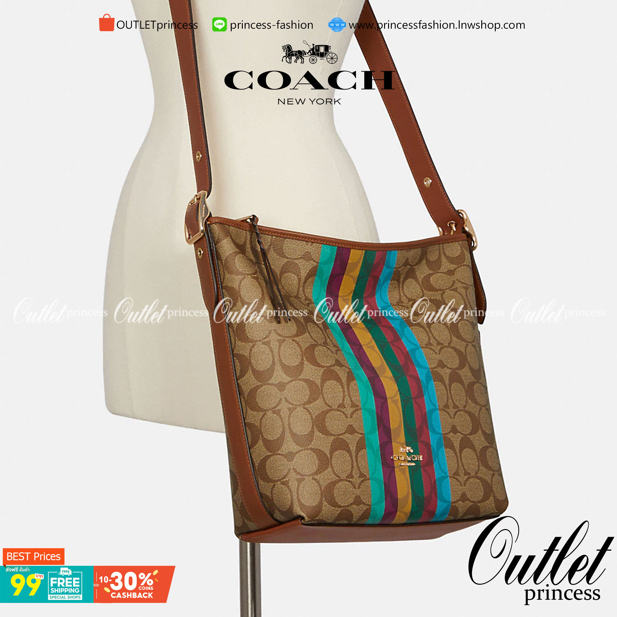 COACH C5641 VAL DUFFLE IN SIGNATURE CANVAS WITH STRIPE ใหม่ล่าสุด กระเป๋าทรงดัฟเฟิล คอลเลคชั่นยอดฮิต สวยโดดเด่น ทรงกระเป๋าไม่ซ้ำใคร แถมยังใส่ของได้จุใจไปอีก วัสดุหนังแคนวาสคุณภาพดี สลับหนังแท้ ด้านหลังมีช่องซิป กระเป๋ามีช่องซิปหลัก ภายในโล่งกว้าง สายสะพาย