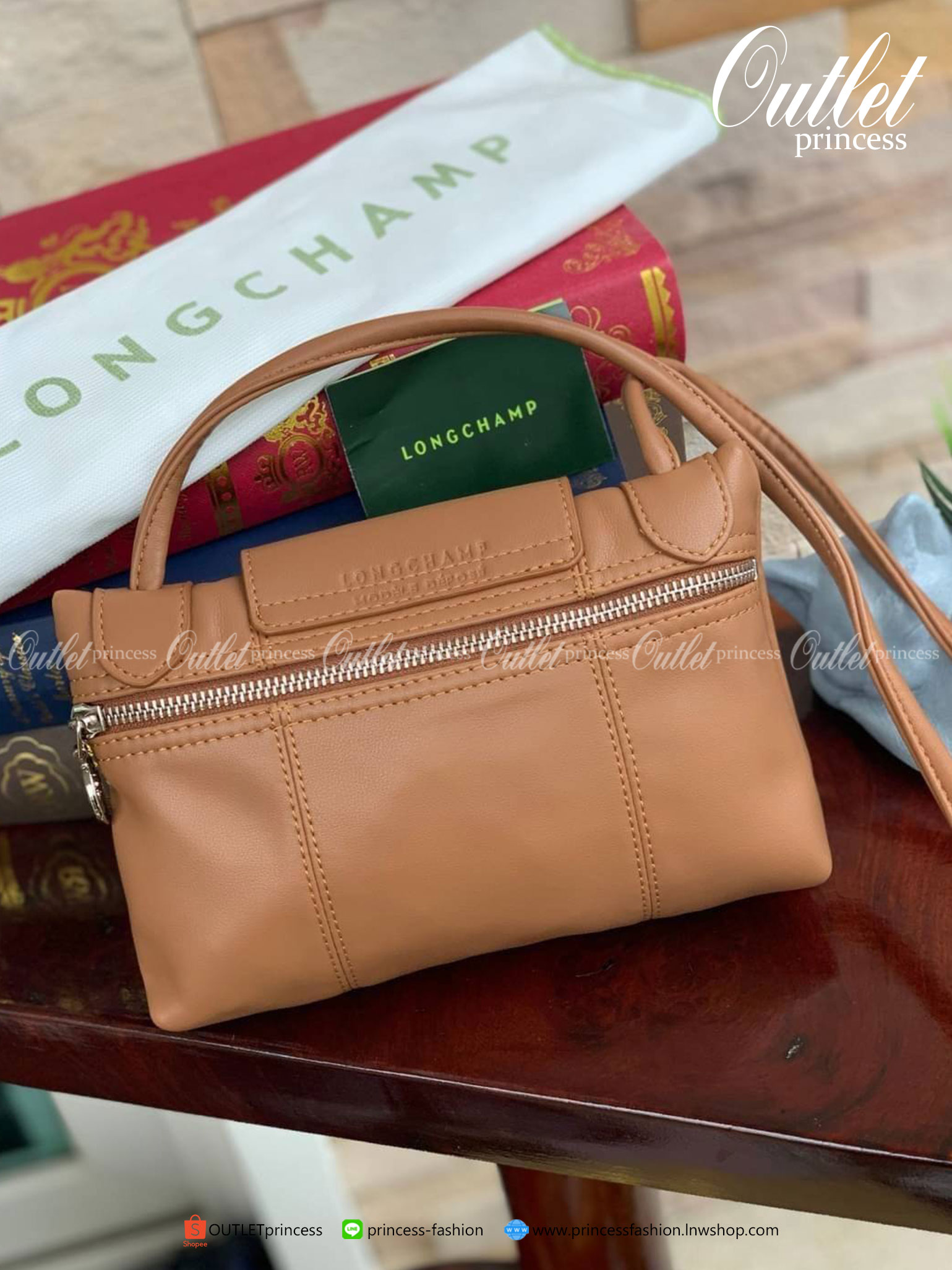 💕 Longchamp Le Pliage Cuir Crossbody Bag