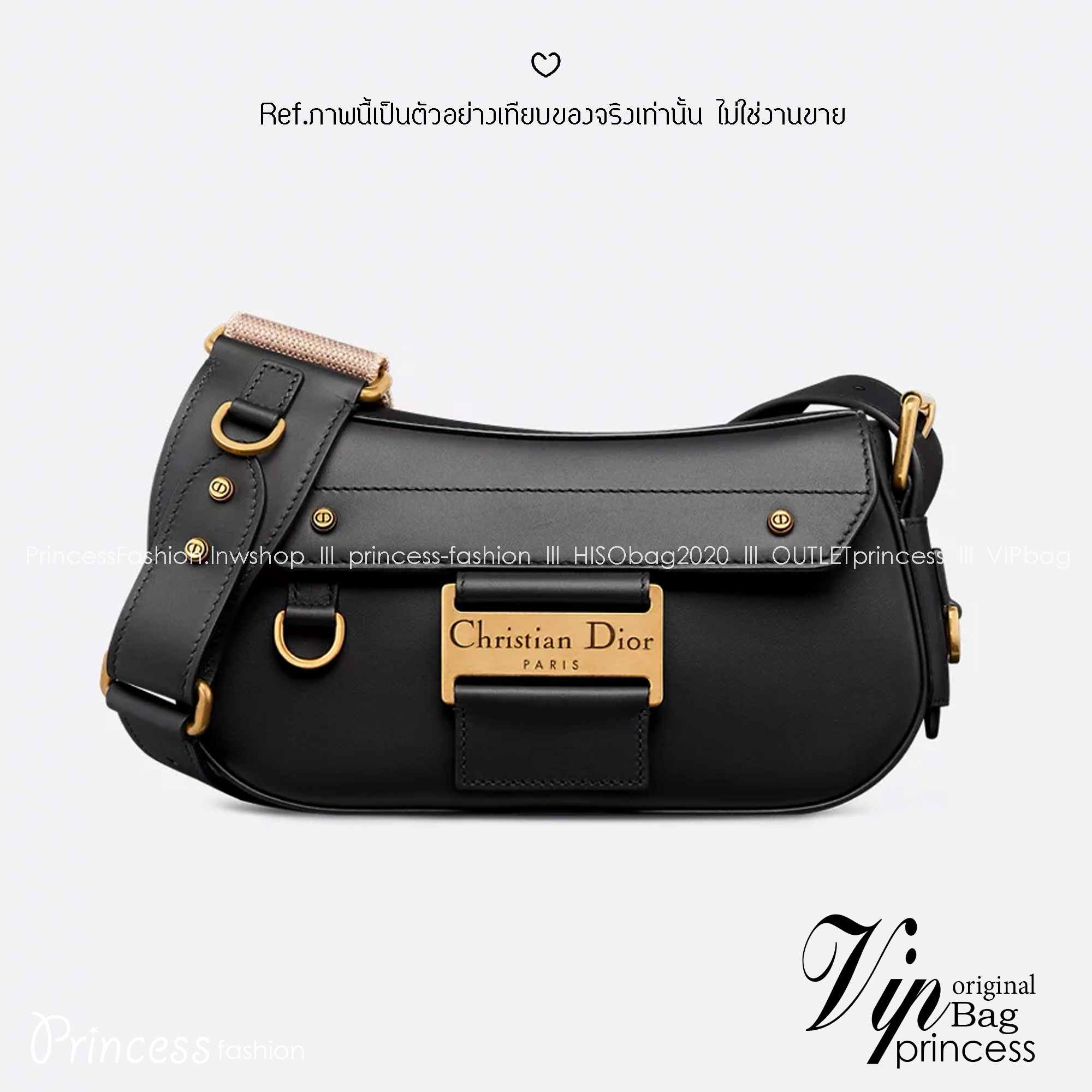 ORI หนังแท้ | DIOR Small Streetchic Bag Black Vintage Smooth Leather กระเป๋าสะพายนิยามใหม่ของดีไซน์อันเป็นเอกลักษณ์ ฝาพับแบบแม่เหล็กสีทองโบราณสลักลาย Christian Dior Paris และห่วง D-ring ทันสมัย