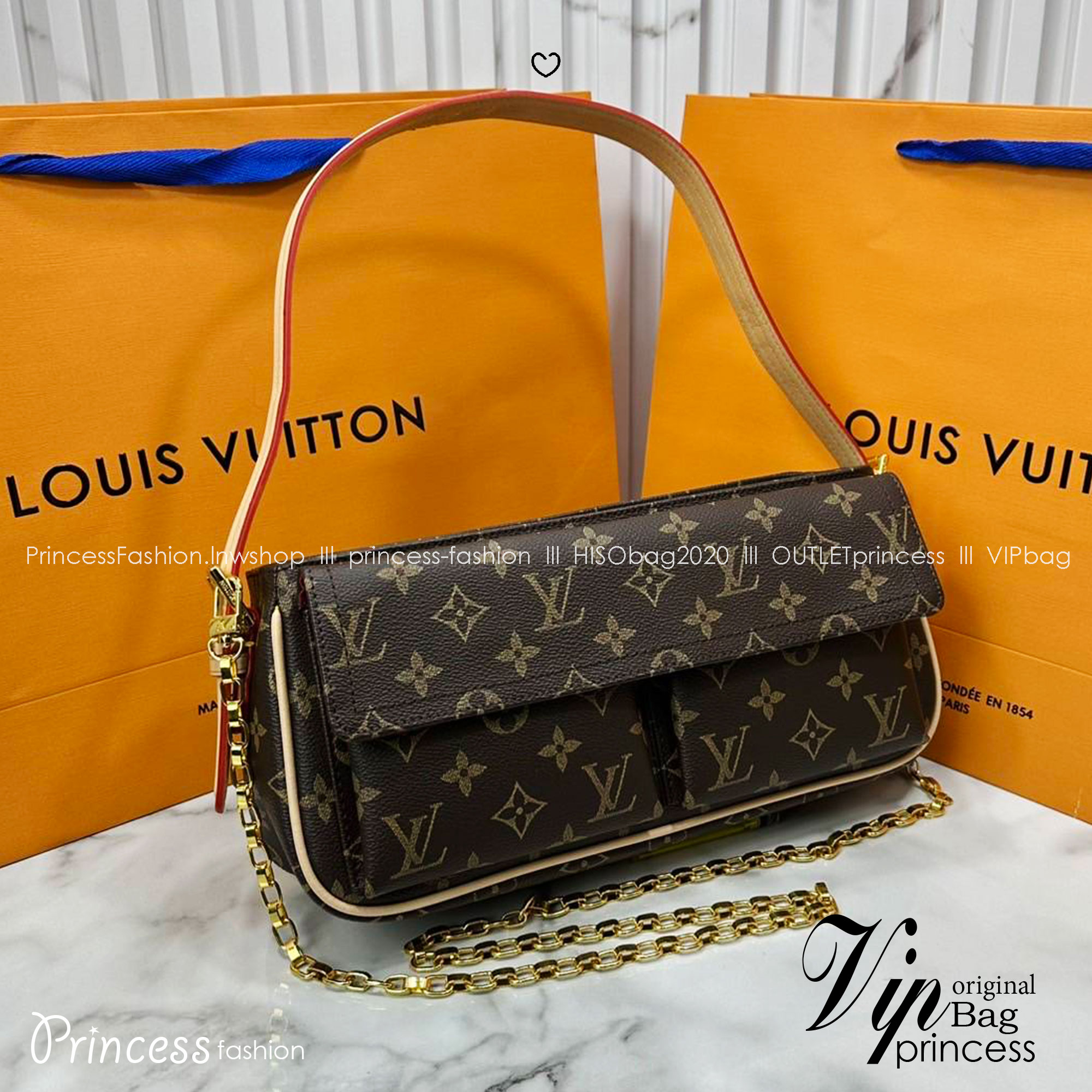 ORI หนังแท้ | LV Vivacite bag Monogram canvas กระเป๋าสะพายดีไซน์วินเทจ Monogram แคนวาส ไอเท็มขนาดเล็กใช้งานสะดวกมีช่องกระเป๋าทั้งด้านในและด้านนอกเหมาะเป็นเพื่อนคู่ใจประจำวัน