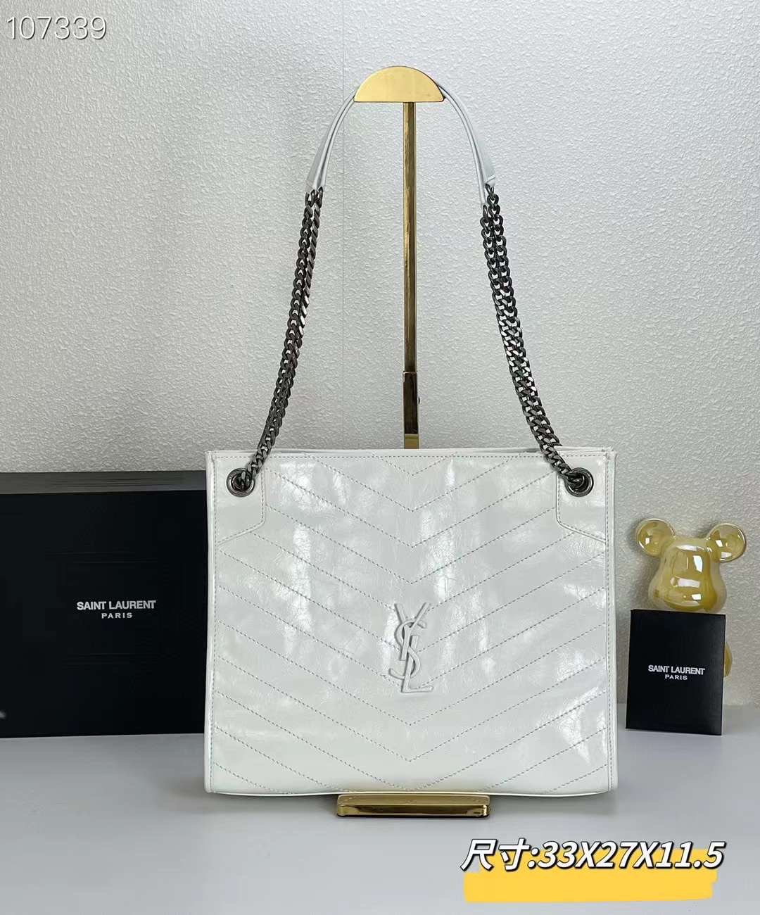 YSL NIKI SHOPPING IN VINTAGE LEATHER 32cm / YSL TOTE BAG กระเป๋าสะพาย เกรดหนังเงาสวยเต็มใบ เกรดออริ 1:1 ใช้งานต่างประเทศได้