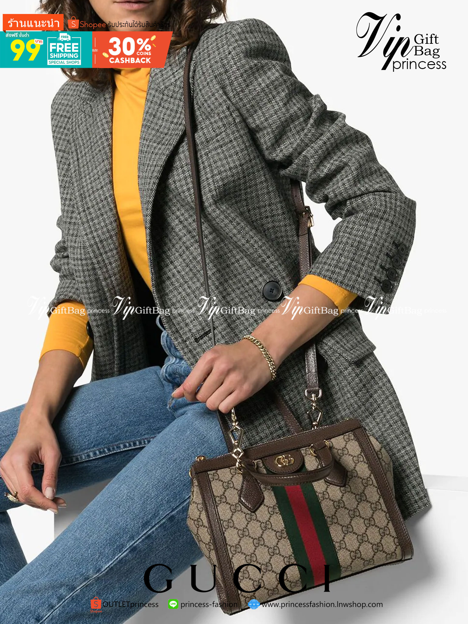 GUCCI Ophidia Small GG Tote Bag GC CLASSIC SMALL TOTE BAG WITH GWP กระเป๋าถือ/สะพาย อีกรุ่นหายาก ที่คงความสวยคลาสสิค และเรียบหรู วัสดุหนังแคนวาส ดีไซน์แถบคาดโดดเด่น รูปทรงสวยน่าใช้มากๆ สะพายขับผิว เปิด-ปิดกระเป๋าด้วยซิป หัวซิปตัว G อะไหล่สีทอง ภายในโล่งกว