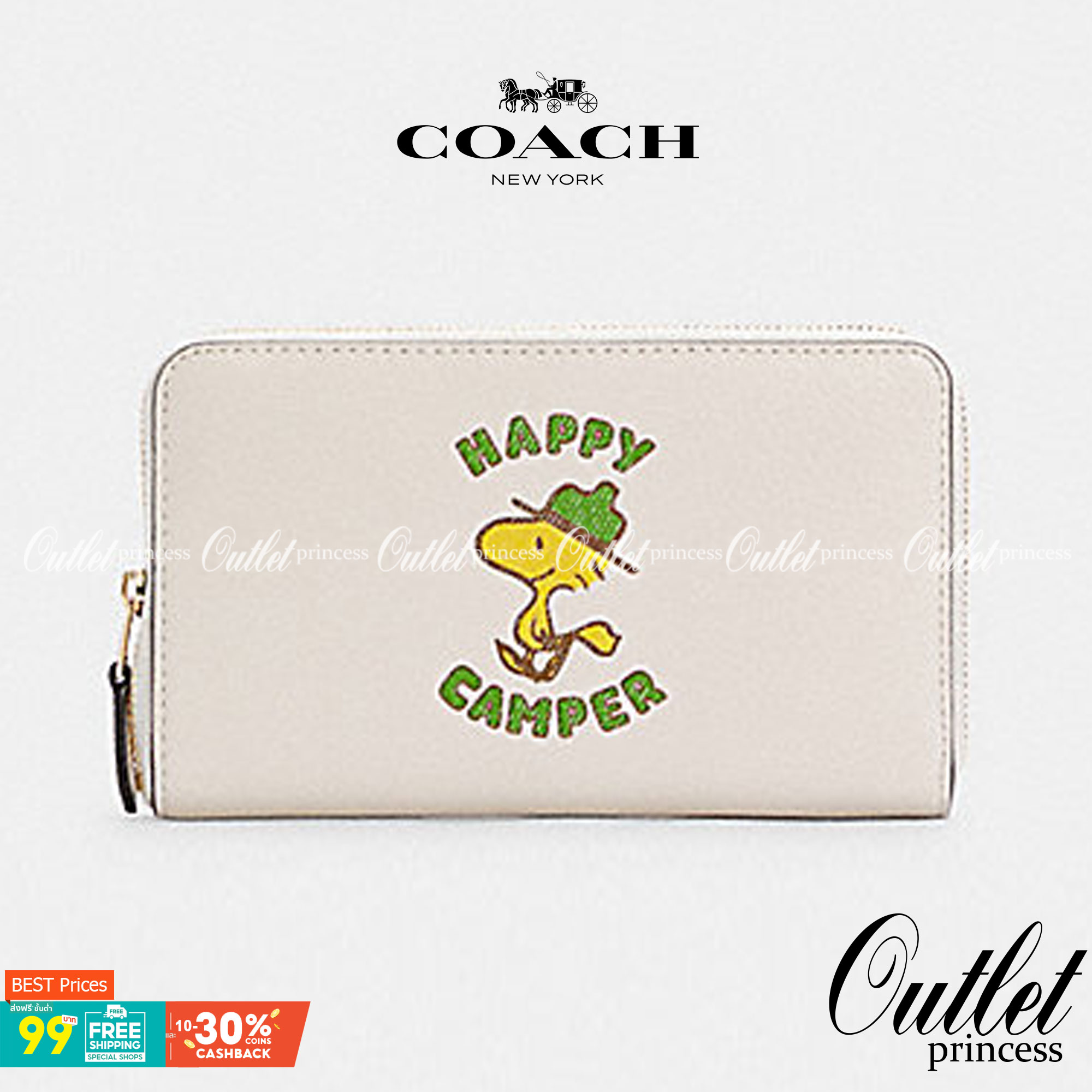 COACH X PEANUTS MEDIUM ID ZIP WALLET WITH WOODSTOCK((C4604)) 📣พร้อมส่งค่ะ! กระเป๋าเงินใบกลาง ขนาดพอดีๆ 🔺ด้านหน้าปั้มตัวการ์ตูน พร้อมตัวอักษรภาษาอังกฤษ นูนเด่นชัด ซุกซน น่ารักมากๆค่ะ ✔️เปิดปิดกระเป๋าแบบซิป ภายในมีช่องเสียบบัตรได้ถึง1