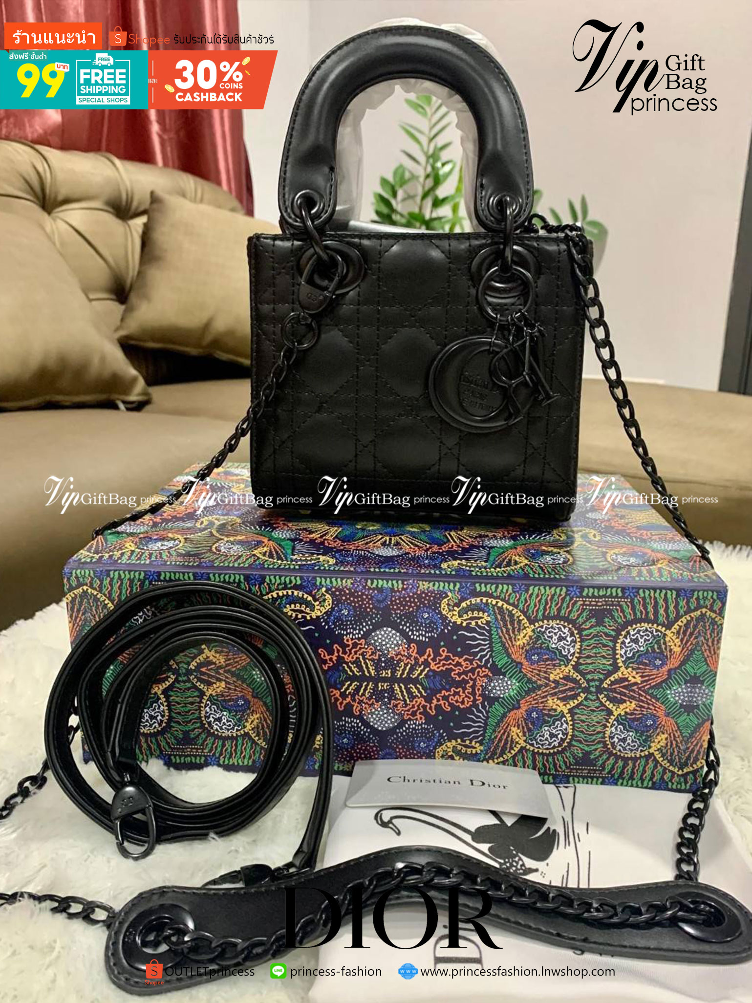 VIP 】MICRO LADY DIOR BAG Cloud ฺBlack & Pink My ABC Cannage Lambskin : VIP GIFT WITH PURCHASE (GWP) พรีเมี่ยมกิ้ฟ Limited Edition จาก DIOR DUTYFREE COUNTER ความสง่างามอีกหนึ่งรุ่นของ Dior รูปทรงสีเหลียม ขนาดกระทัดรัด อะไหล่เข้ากับสีกระเป๋า ตั้งอยู่ทรง ฐาน