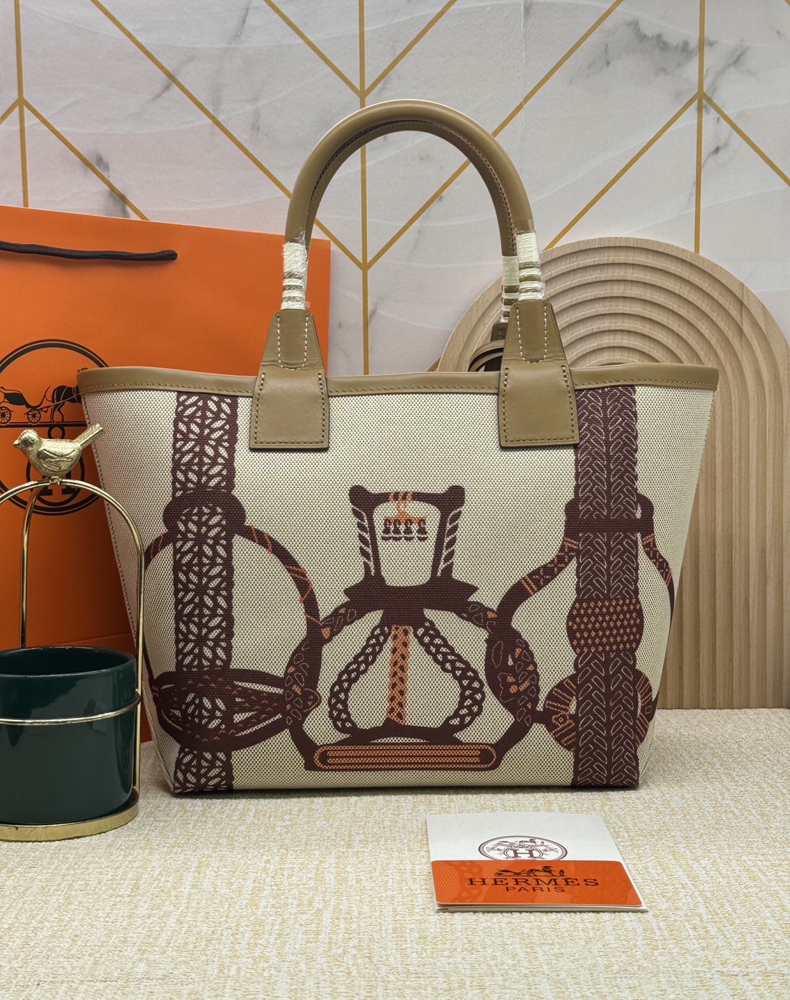 HERMES Steeple Tote Bag / H Steeple canvas tote bag 30cm กระเป๋าทรงโท้ทแคนวาสอย่างดี พิมพ์ลายคมชัด ลายใหม่สวยหรู เกรดออริ สลับแท้