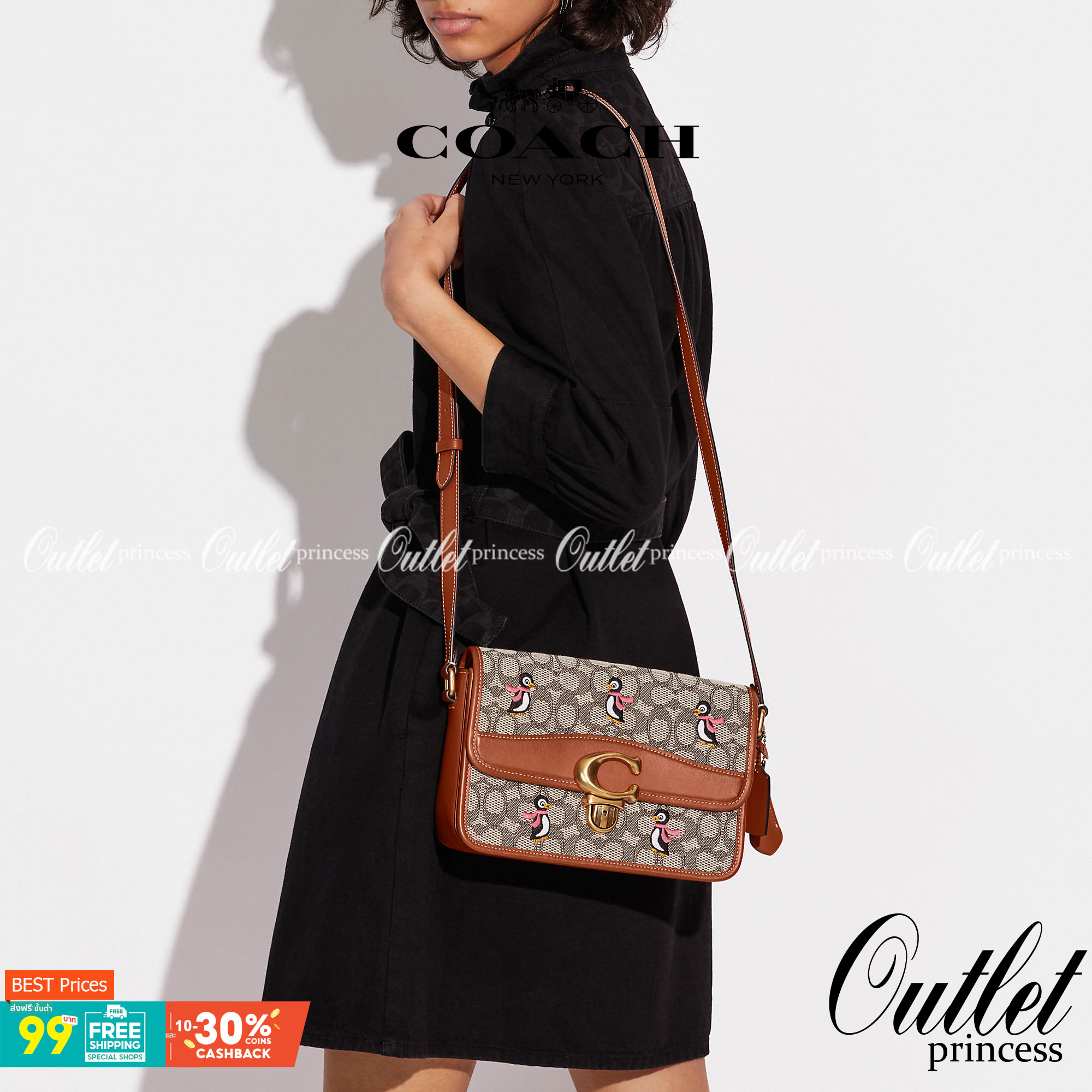 COACH STUDIO SHOULDER BAG IN SIGNATURE JACQUARD WITH PENGUIN MOTIF (C7935) กระเป๋าสะพาย ดีไซน์เฉียบ! สุดคลาสสิค ที่เป็นเอกลักษณ์เฉพาะตัว//วัสดุ JACQUARD พิมพ์ลาย SIGNATURE ผสมหนังแท้ รูปทรงสวย ดีเทลเรียบหรู เพิ่มดีไซน์โดดเด่น ด้วยการปักเย็บ รูปเพนกวินสุดน