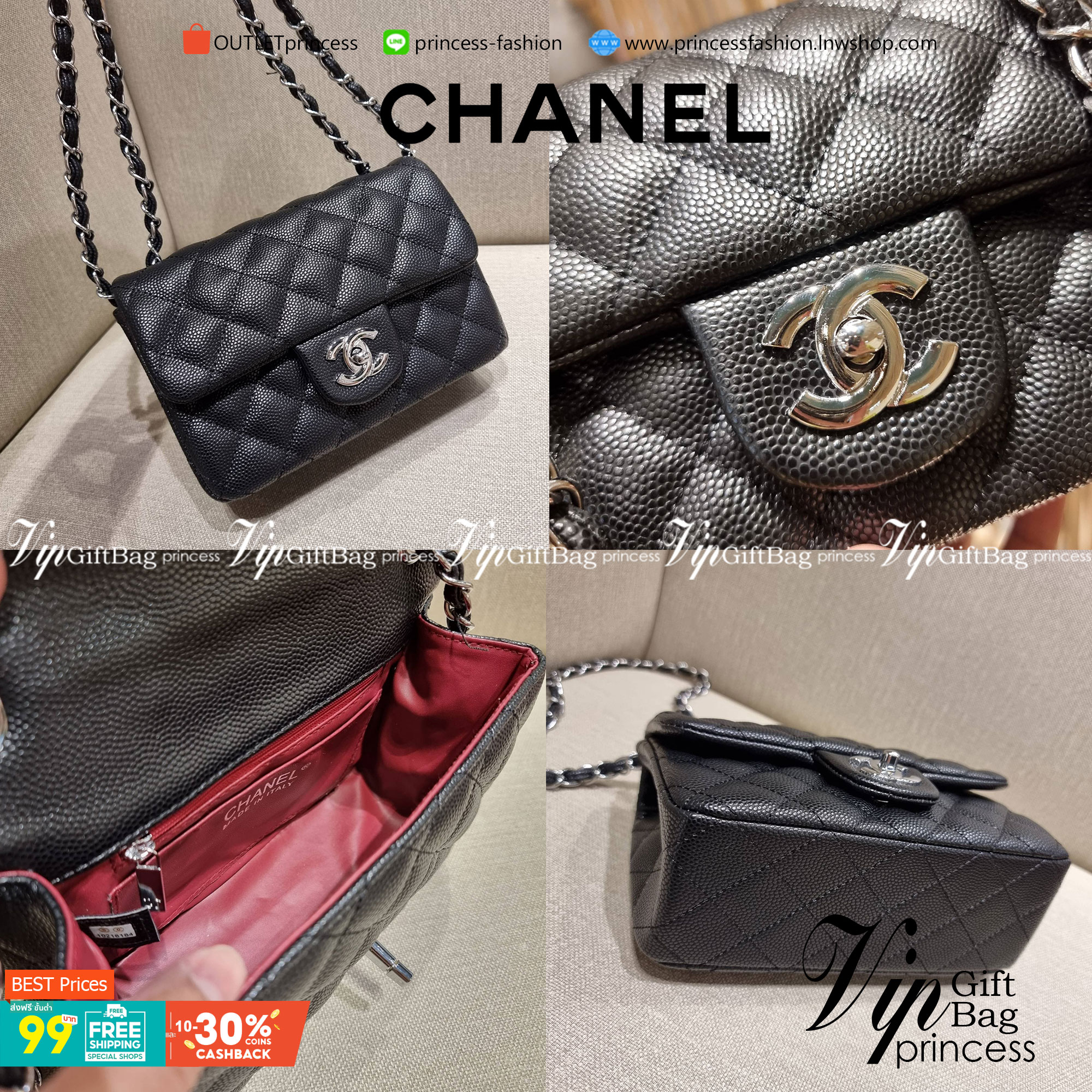VIP 】3สี คัมแบคทูสต็อค!! จัดมาแน่นๆ พร้อมสีรับความเฮง!! พรีเมี่ยมจากแบรนด์ Chanel vip สุดพิเศษจากเคาน์เตอร์ กระเป๋าสะพาย หนังสังเคราะห์ลายคาร์เวีย หรูหราทั้งอะไหล่เงินและอะไหล่ทอง สะพายแล้วขับผิวมากๆใบนี้ เปิด-ปิดกระเป๋าด้วยตัวบิดล็อค ภายในกระเป๋าบุหนังสี