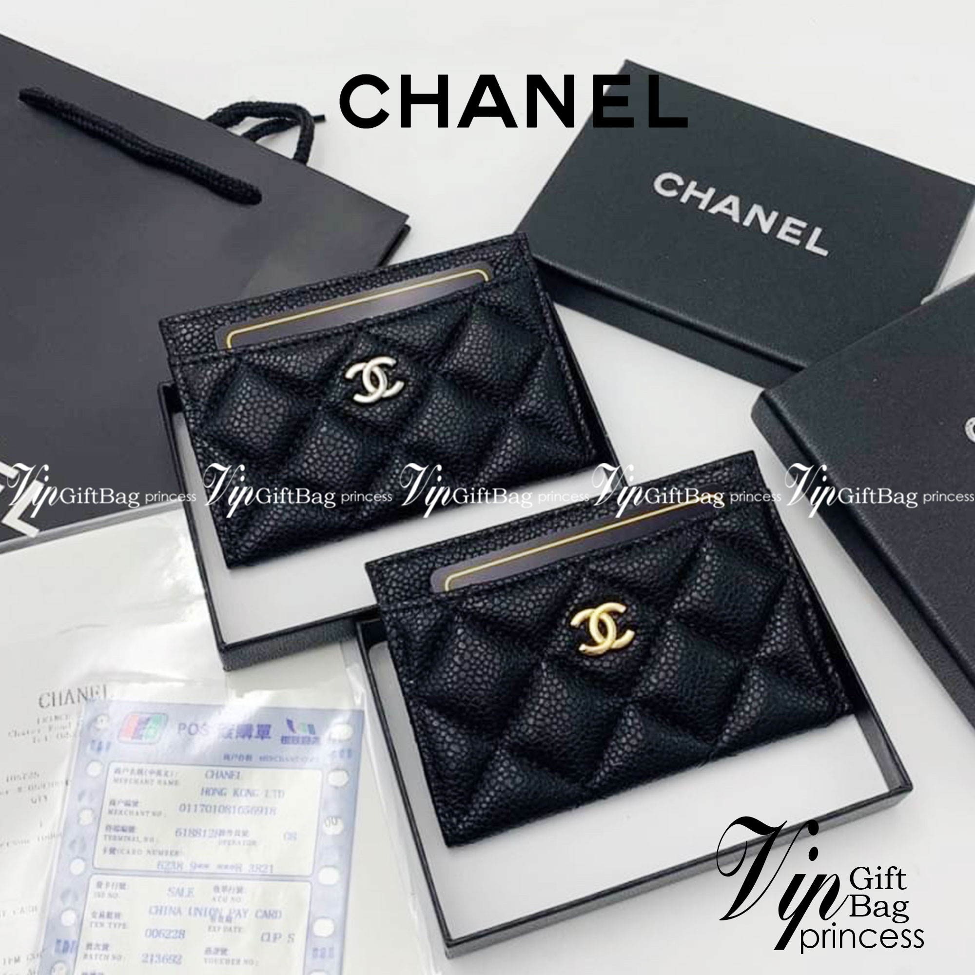 หนังแท้ CHANEL Card Holder กระเป๋าใส่บัตรแบรนด์หรู พร้อมส่งที่ไทย ภาพสินค้าถ่ายจากงานขายจริง ใช้งานต่างประเทศได้