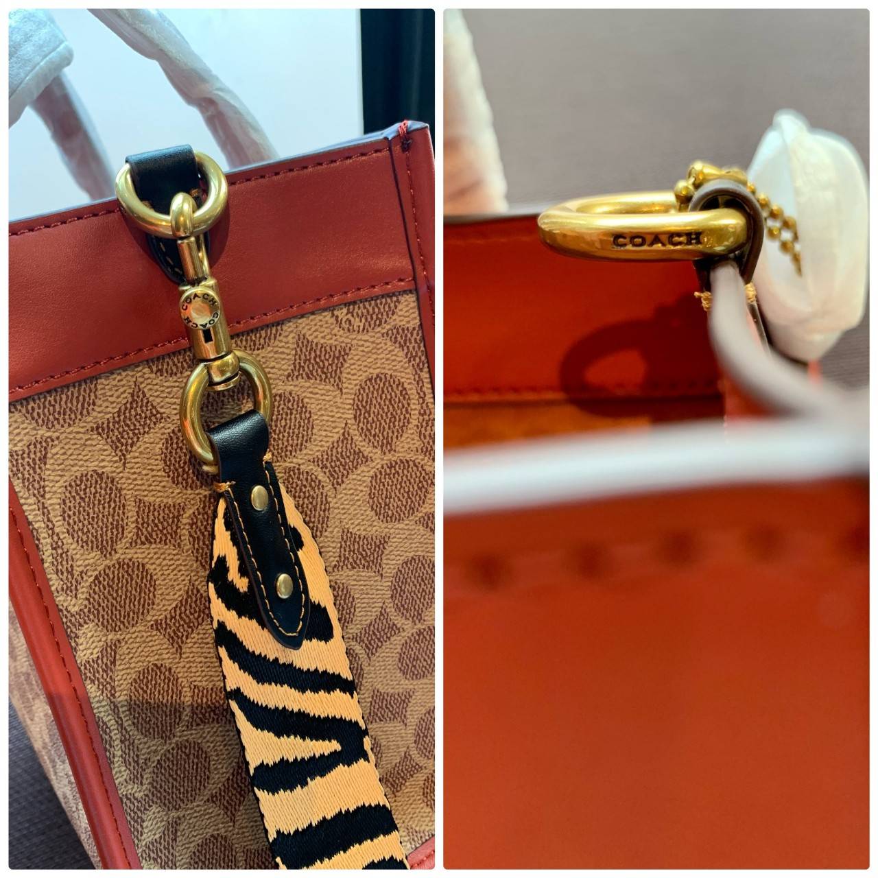 COACH LUNAR NEW YEAR FIELD TOTE 22 IN SIGNATURE CANVAS WITH TIGER REXY ((C7767)) 📌พร้อมส่งที่ไทย ต้อนรับปีเสือนี้กันค่าา! กระเป๋าทรงTote หนังแท้สวย 🔺ด้านหน้า สกรีนลาย Tiger Rexy อันเป็นสัญลักษณ์ประจำปีกันเลยค่ะ ปากกระเป๋าเปิดปิดแบบกระดุมแม