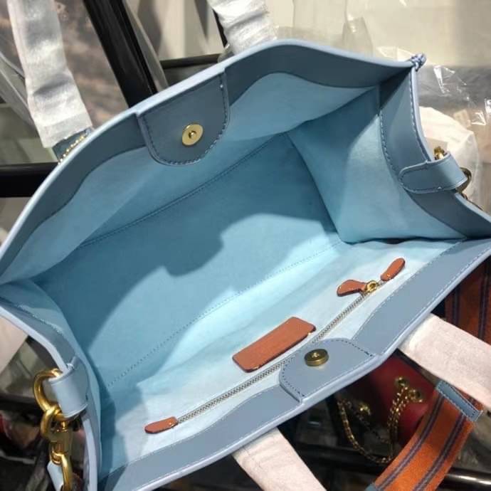 ของแท้ 💯% Handbag COACH Sig Jacq Fld Tot 30 C3282 B4SBX B4/Marble Blue