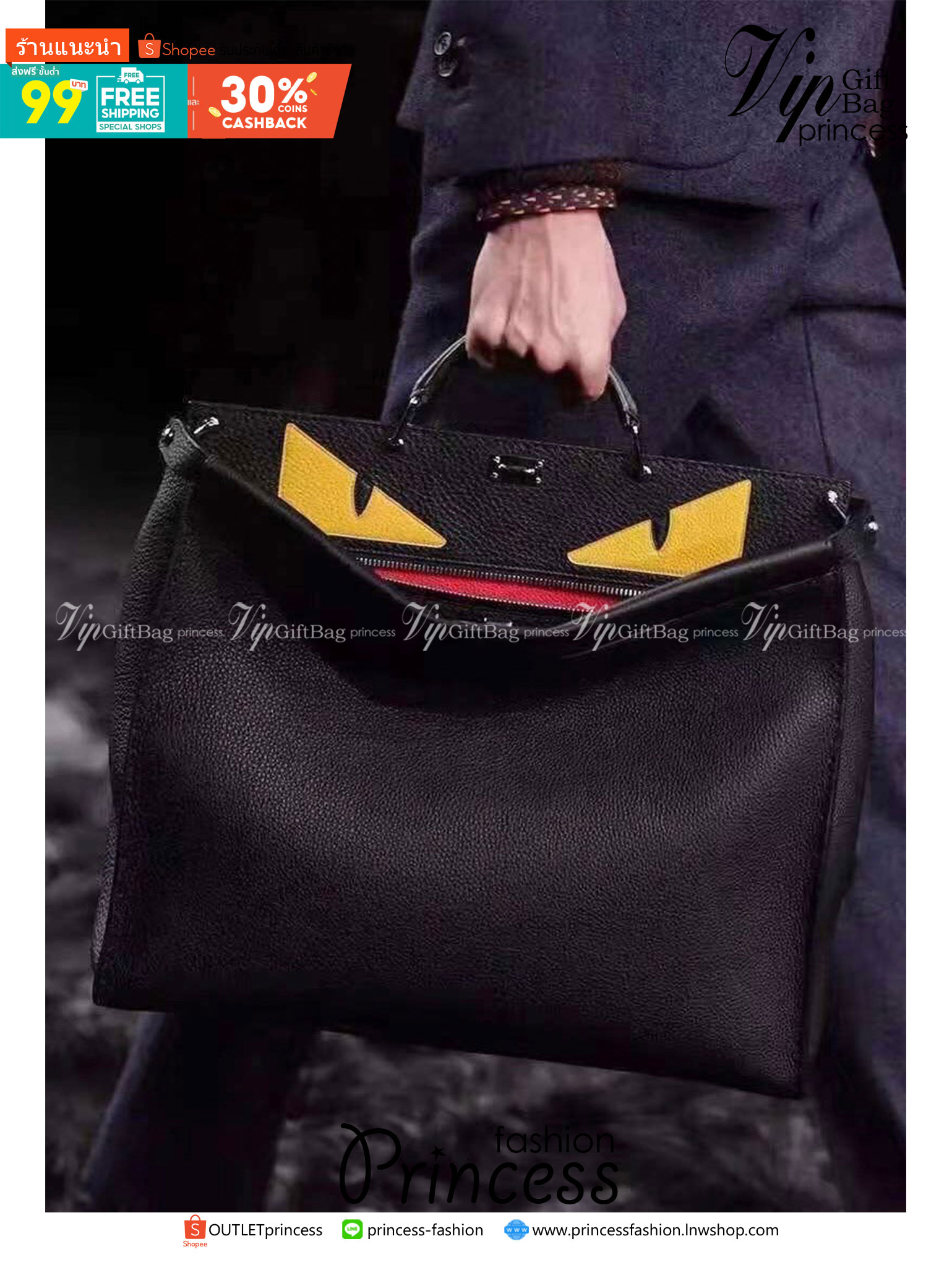 FENDI Monster Bag 30cm หนังคาเวียร์ เกรดเทพออริจินอล กระเป๋ายอดนิยมของแบรนด์ ดีไซน์สวยเรียบหรูแฝงด้วยความเก๋ สามารถสะพายหรือถือ เหมาะสมกับวัยรุ่น สะดวกในการพกพาไม่ว่าสาว ๆ จะไปเที่ยวต่างจังหวัด ต่างประเทศหรือแม้กระทั่งทำกิจกรรมแอดเวนเจอร์ต่าง ๆ ก็ไม่ทำให้