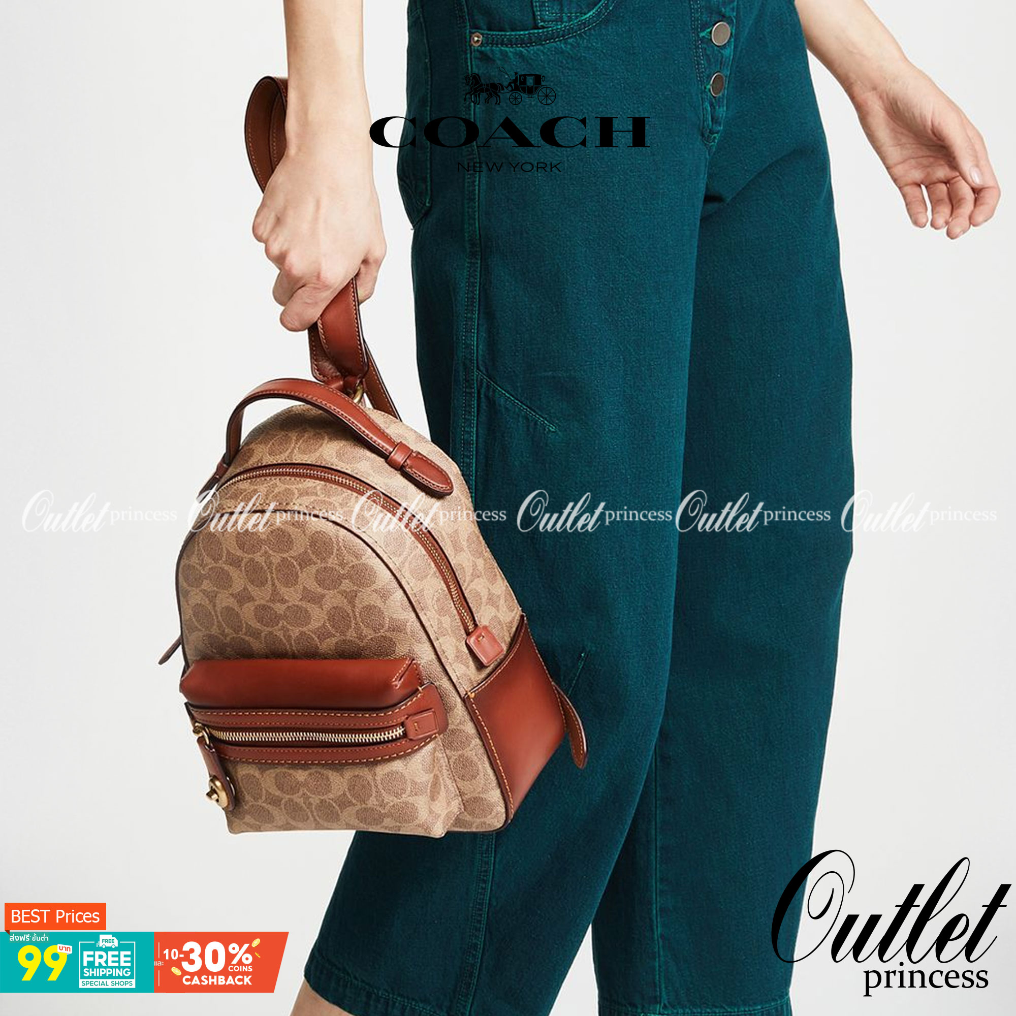 Coach Campus Backpack In Signature (Small) สาว ๆ คนไหนที่ชอบพกของเยอะและต้องการกระเป๋าที่ให้ความคล่องตัว ทะมัดทะแมง ใบนี้แนะนำเลยคะ ขนาดกำลังดี มีความหรูหราตามสไตล์ของ Coach ด้วยผ้าแคนวาสพิมพ์ลายเอกลักษณ์ของแบรนด์ มาพร้อมกับช่องซิปด้านหน้า เหมาะสำหรับจัดเ