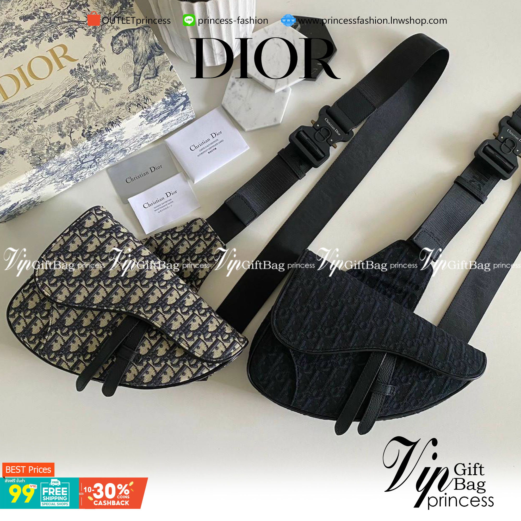 VIP 】𝐂𝐇𝐑𝐈𝐒𝐓𝐈𝐀𝐍 𝐃𝐈𝐎𝐑 SADDLE BAG Black Dior Oblique Jacquard พร้อมส่งที่ไทย 2 สีสุดคลาสสิก กระเป๋าสะพายข้าง สายปรับขนาดได้ จุของได้เยอะ ใช้ได้ทั้งหญิงชาย