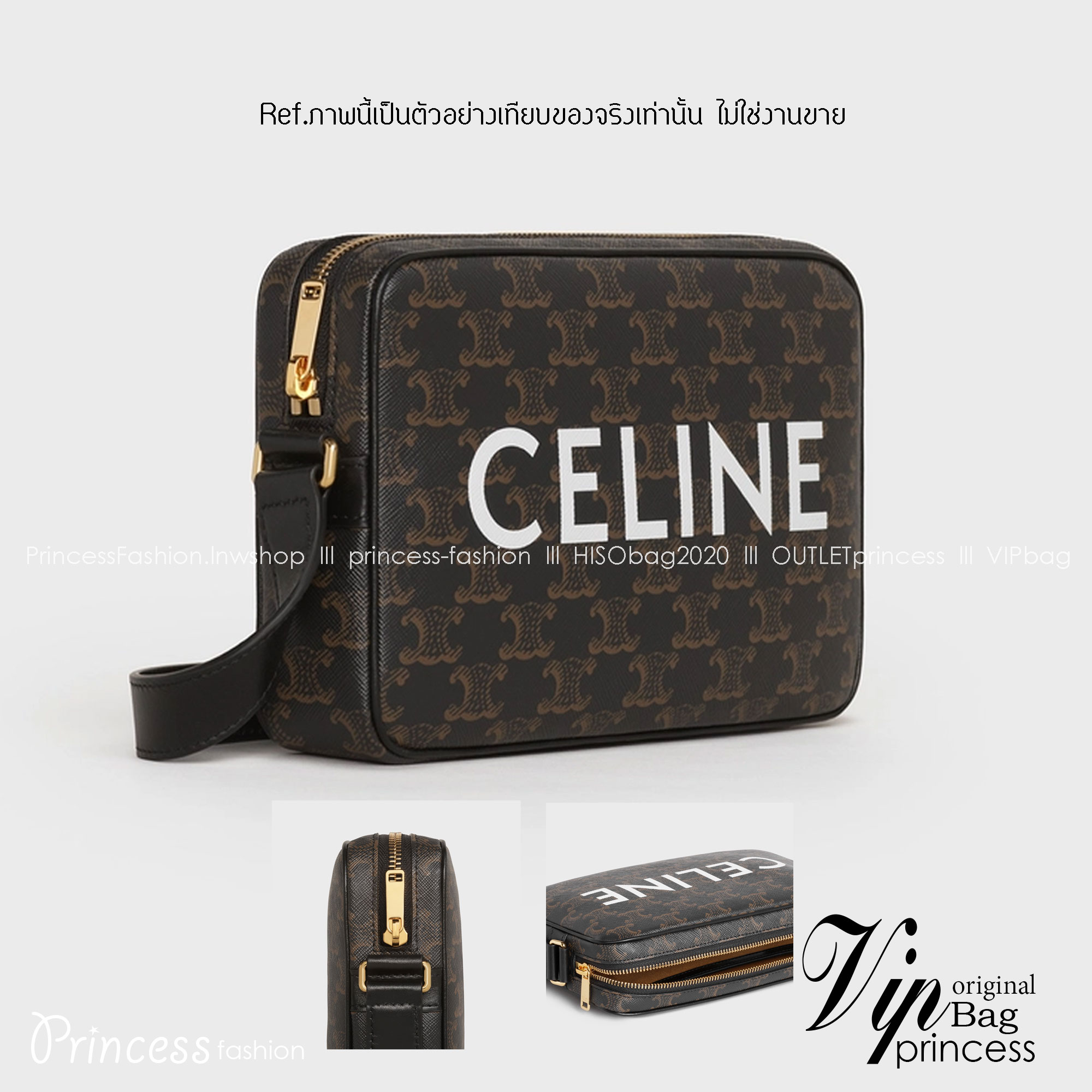 CELINE MEDIUM MESSENGER BAG IN TRIOMPHE CANVAS WITH CELINE PRINT เกรดท็อปออริ 1:1 เกรดดีสุด สลับแท้ หนังแท้และแคนวาสแท้ ใช้งานต่างประเทศได้ ภาพถ่ายจากงานจริง