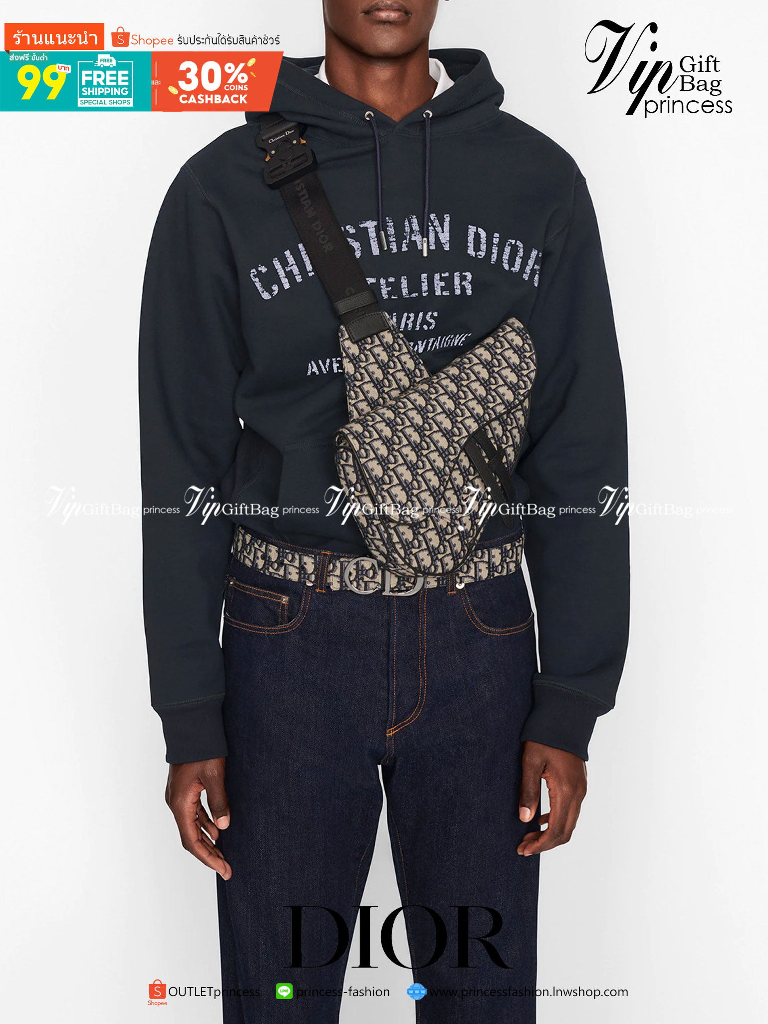 VIP 】𝐂𝐇𝐑𝐈𝐒𝐓𝐈𝐀𝐍 𝐃𝐈𝐎𝐑 SADDLE BAG Black Dior Oblique Jacquard พร้อมส่งที่ไทย 2 สีสุดคลาสสิก กระเป๋าสะพายข้าง สายปรับขนาดได้ จุของได้เยอะ ใช้ได้ทั้งหญิงชาย