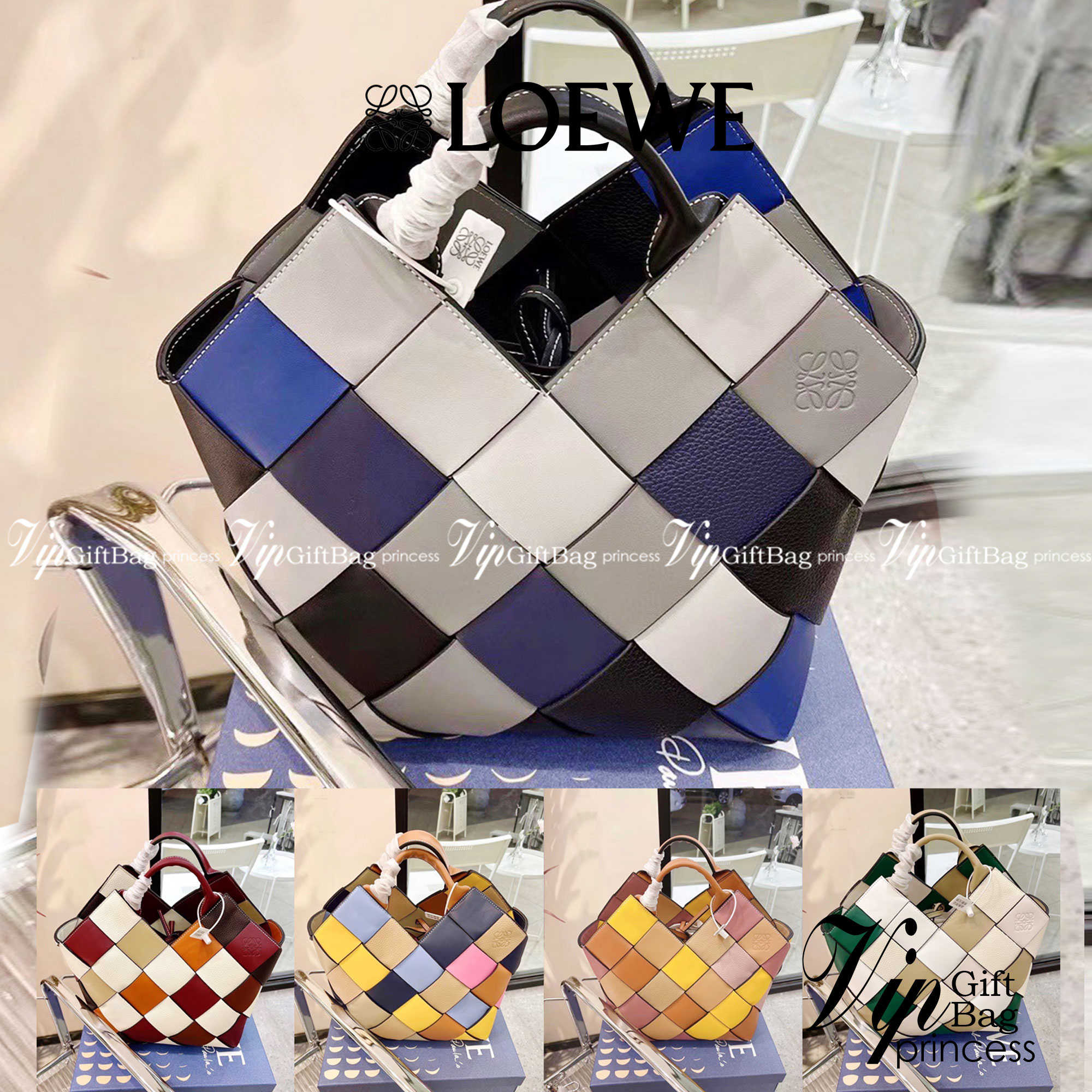 LOEWE SURPLUS LEATHER WOVEN BASKET BAG IN CLASSIC CALFSKIN พร้อมส่ง 5 สี ใหม่ล่าสุดและสวยที่สุด กระเป๋าสะพานที่ถักทอด้วยความปราณีต โดดเด่นด้วยสีที่จับมาคอนทราสได้ลงตัว ใบใหญ่จุได้แบบเน้นๆ วัสดุหนังวัวแท้เต็มใบ หรูเลิศ ปากกระเป๋ามีสายหนังสำหรับผูกรวบปากกระ
