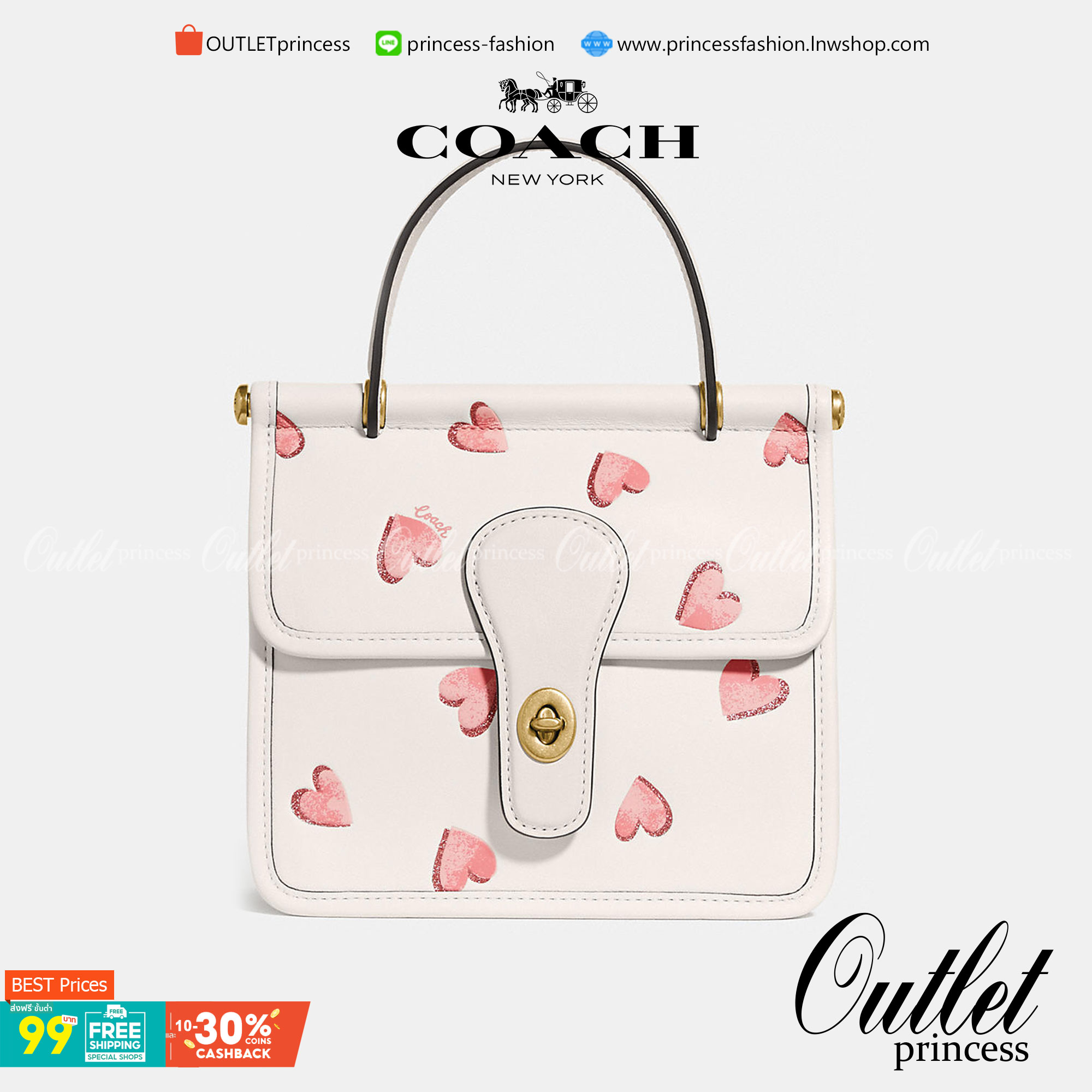 COACH LIMITED EDITION WILLIS TOP HANDLE 18 WITH HEART PRINT ((c3919)) พร้อมส่งที่ไทย ได้ไปหลงรักแน่นอนค่ะ! กระเป๋าหิ้วหรือสะพายข้าง หนังแท้นิ่มสวยงาม ❤️จุดเด่นคือตัวกระเป๋าปริ้นลายหัวใจทั้งใบ ดูหวานน่ารักมากๆค่ะ เปิดปิดกระเป๋าแบบหมุนล็อค ภายในมีช่อ