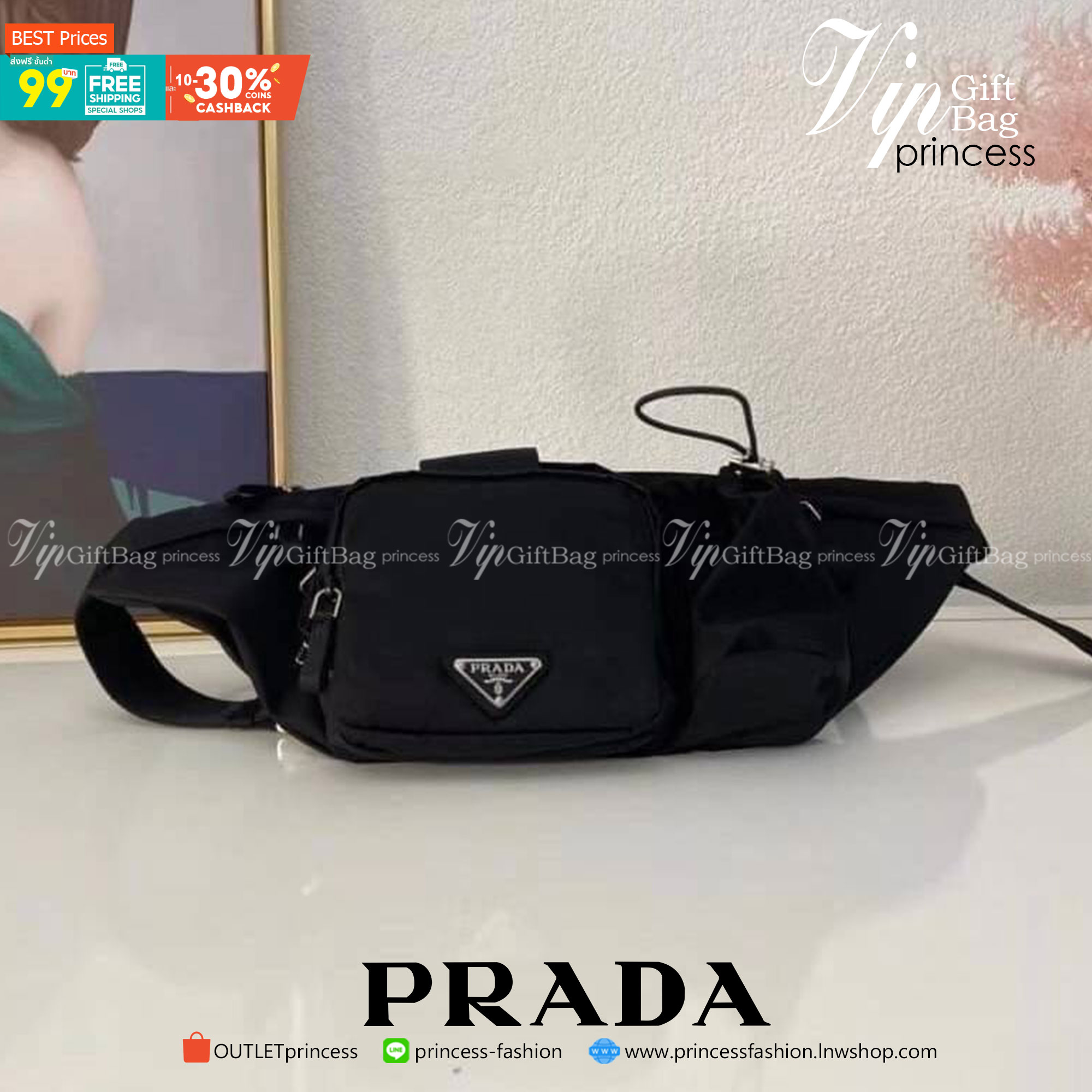Prada Premium gift waist bag รุ่น Hothit! กระเป๋าคาดเอว / คาดอก วัสดุ nylon เรียบหรูดูแพงสไตล์แบรนด์ วัสดุ nylon เปิดปิดด้วยซิป ภายในกว้าง จุได้เยอะ สายปรับได้ ขนาดกำลังดี สะพายคล่องตัวค่ะ ที่สำคัญสะพาย แล้วดูดีมากก Don't miss!