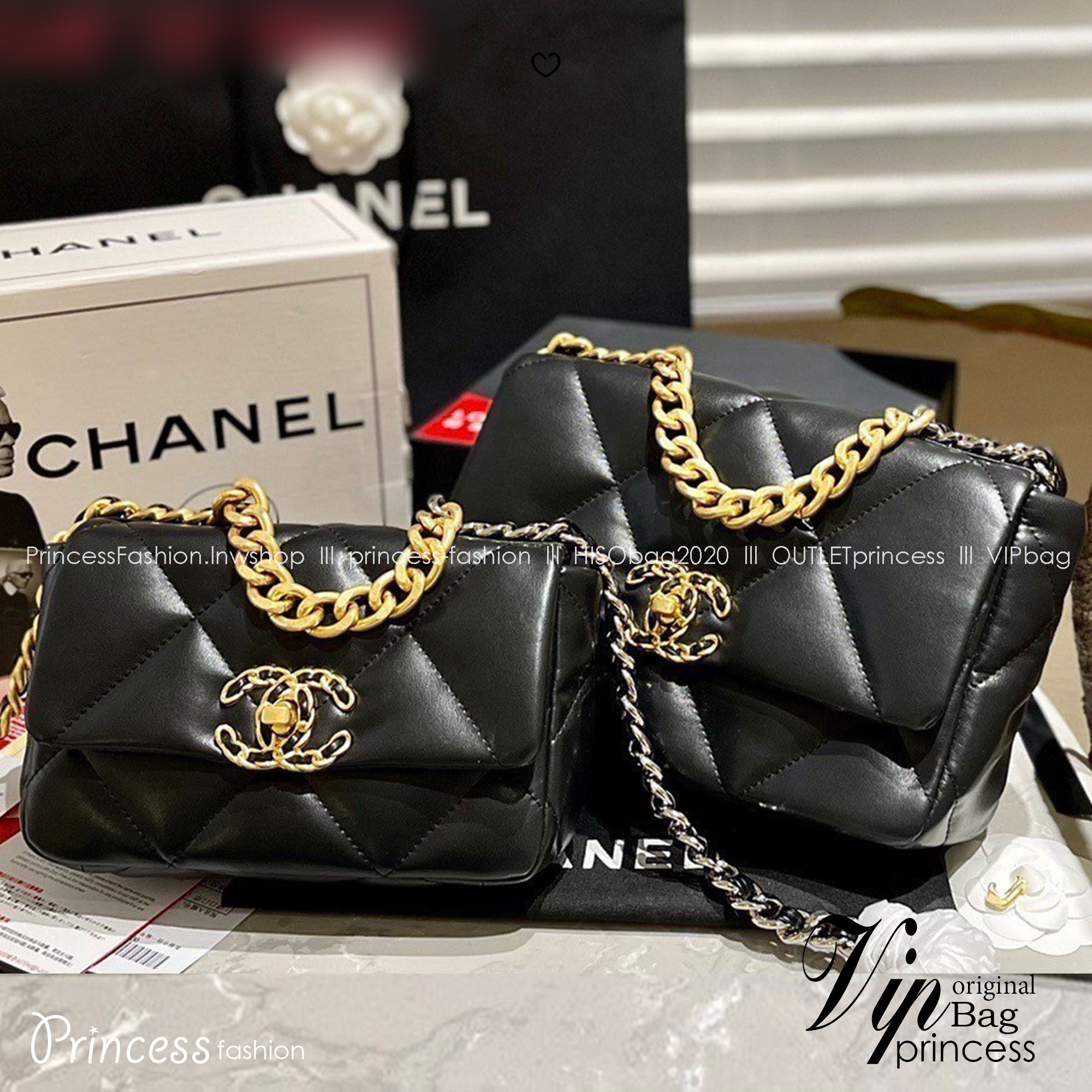 พร้อมส่ง 5 สี 8" 10" CHANEL 19 FLAP BAG กระเป๋าสะพายดีไซส์คลาสสิค หนังนิ่ม เงาขึ้นรูปสวย สายสะพายโซ่สองสีสลับหนัง