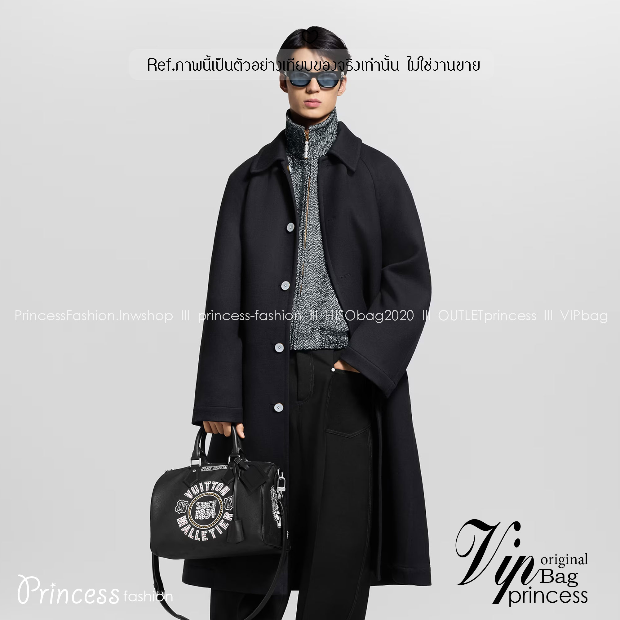 ORI หนังแท้ | LV Speedy P9 Bandoulière 30 Jackets กระเป๋าสะพายทรงหมอนสปีดี้ หนังสีดำสะท้อนถึงสไตล์ร็อค ประดับด้วยคริสตัล Swarovski® สีแดงอันโดดเด่น