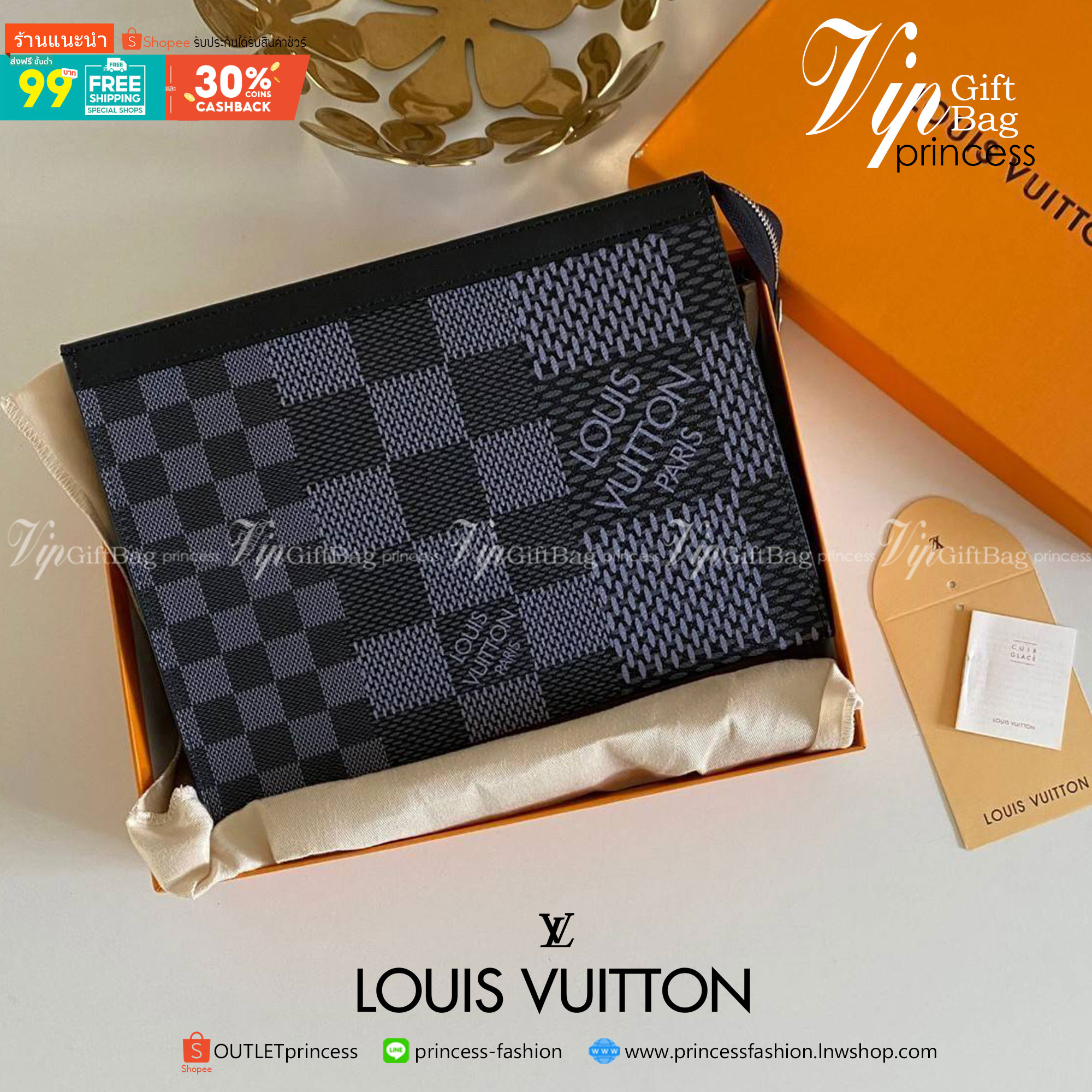 พรีเมี่ยมกิ๊ฟแท้ 100% 】พร้อมส่งที่ไทย!! ที่นี่ที่เดียว LOUIS VUITTO CLUTCH คลัช LV ขายดีตลอดกาล ไม่มีตกยุค ขนาก10” นิ้ว ใส่ของได้จุใจ หนังแท้ ด้านในมีช่องใส่บัตรได้เยอะ มาพร้อมกล่องอุปกรณ์ครบ