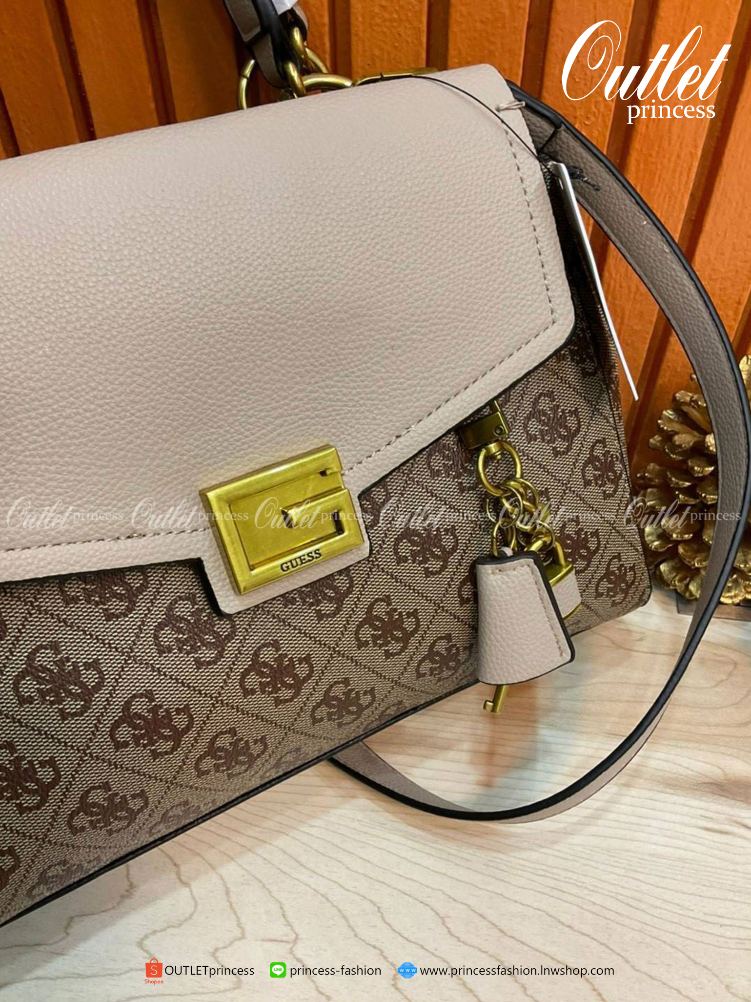 ของแท้ 100% NEW ARRIVAL!!! GUESS FACTORY VALY GIRFRIEND SATCHEL BAG กระเป๋าถือหรือสะพายรุ่นใหม่ล่าสุด Latte