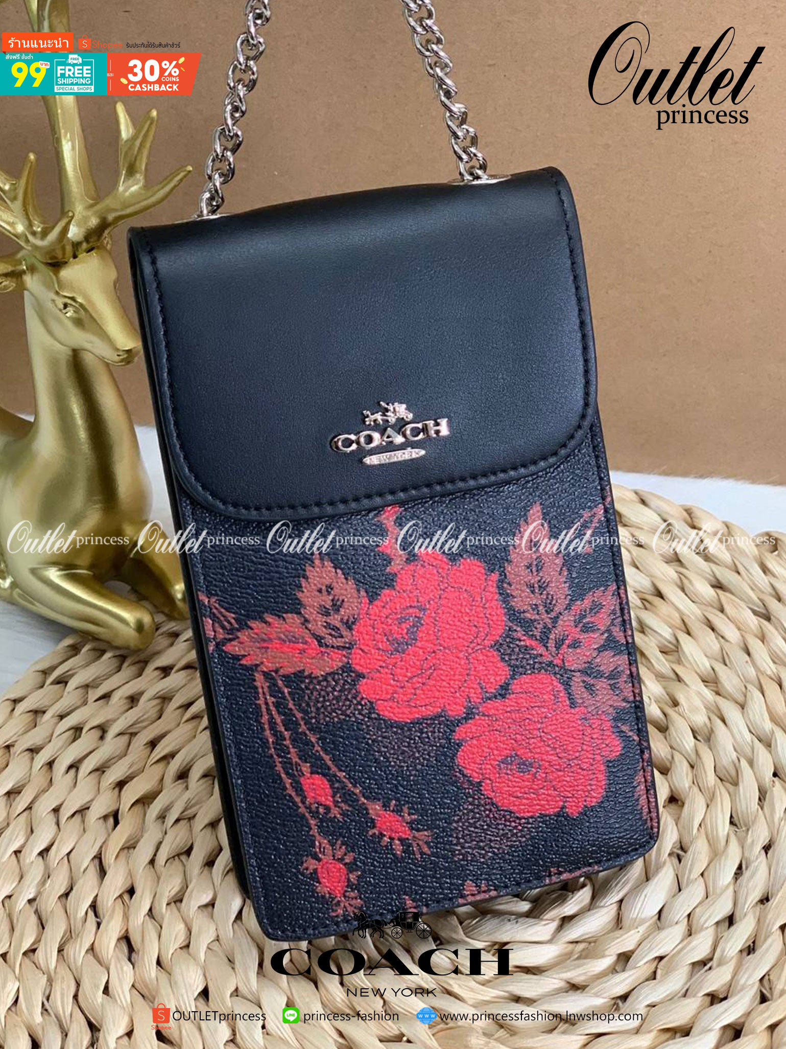 COACH PHONE CASE CROSSBODY BAG ((73486//76988//76357//39955//91046)) COACH NORTH/SOUTH CROSSBODY IN SIGNATURE CANVAS กระเป๋าใส่โทรศัพท์รุ่นนี้ มีความโดดเด่นทั้งดีไซน์และคุณสมบัติในการใช้งาน ด้วยลวดลายที่มีซิกเนเจอร์เป็นเอกลักษณ์แล้ว ด้านหลังยังมีช่องใส่กา