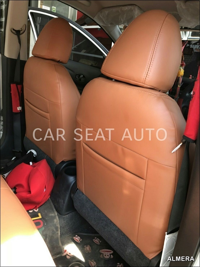 ชุดหุ้มเบาะรถยนต์ ALMERA 2011-18 หนังPVC เกรดA หนา1มิล สีน้ำตาล