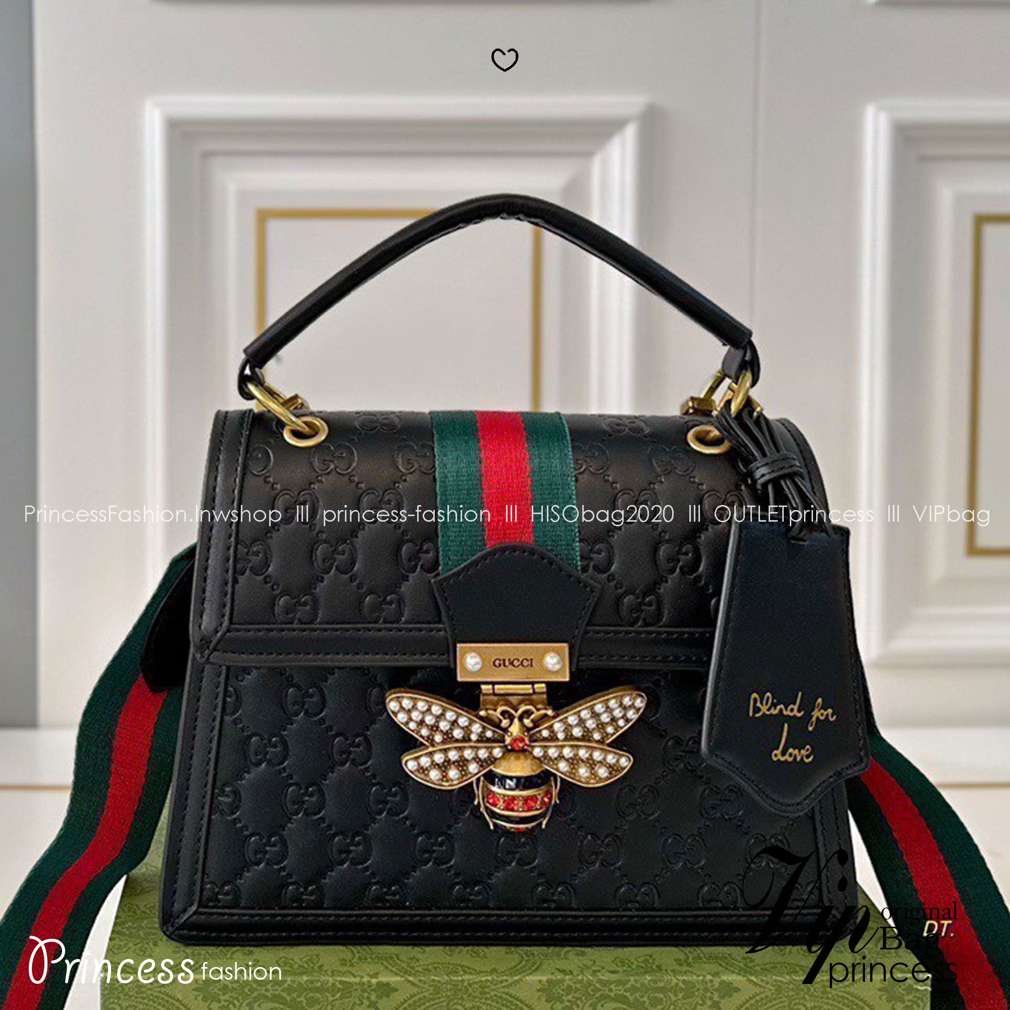 GUCCI Queen Margaret Bee top handle bag กระเป๋าถือลิมิเต็ดด้วยตัวกดล็อครูปผึ้งประดับมุกสวยหรูโดดเด่น มาพร้อมสะพายข้างสปอร์ต ดีไซน์สวยไม่ซ้ำใคร