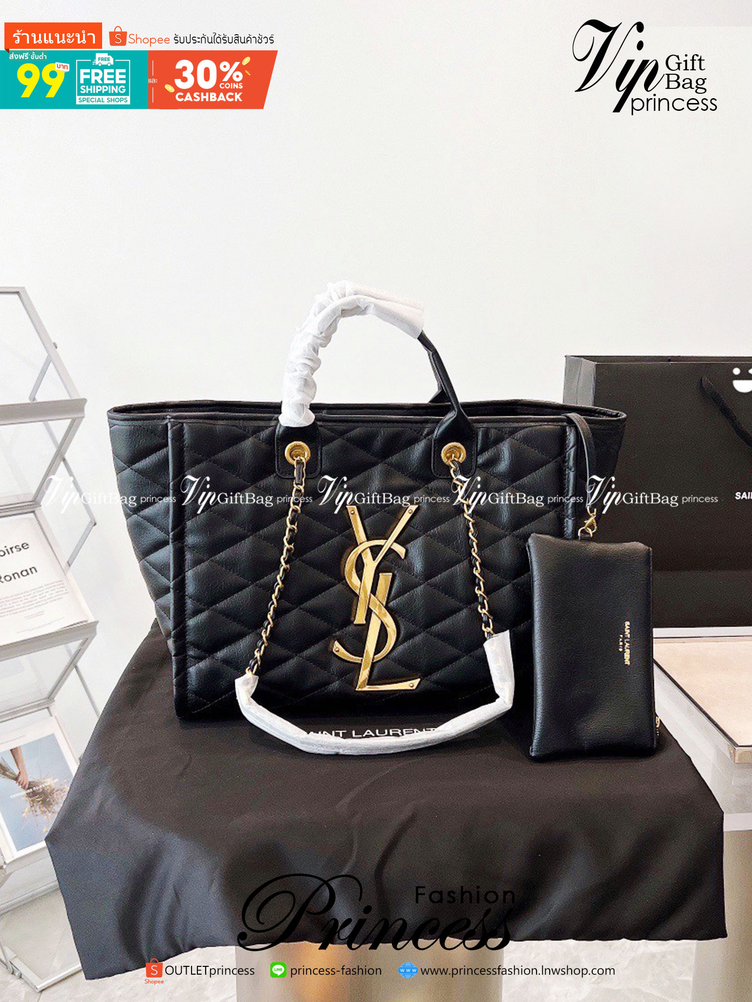 SAINT LAURENT ICARE MAXI SHOPPING BAG IN QUILTED LAMBSKIN / YSL ICARE MAXI SHOPPING BAG กระเป๋าทรงช็อปปิ้งใบใหญ่ มาพร้อมใบลูก พร้อมส่ง ใหม่ล่าสุด หนังนุ่มบุลายนวม โดดเด่นด้วยโลโก้แบรนด์และสายสะพายไหล่ใช้โซ่ทองอย่างดี สวยและหรูมากๆ ภายในกระเป๋ากว้างใส่สัมภ