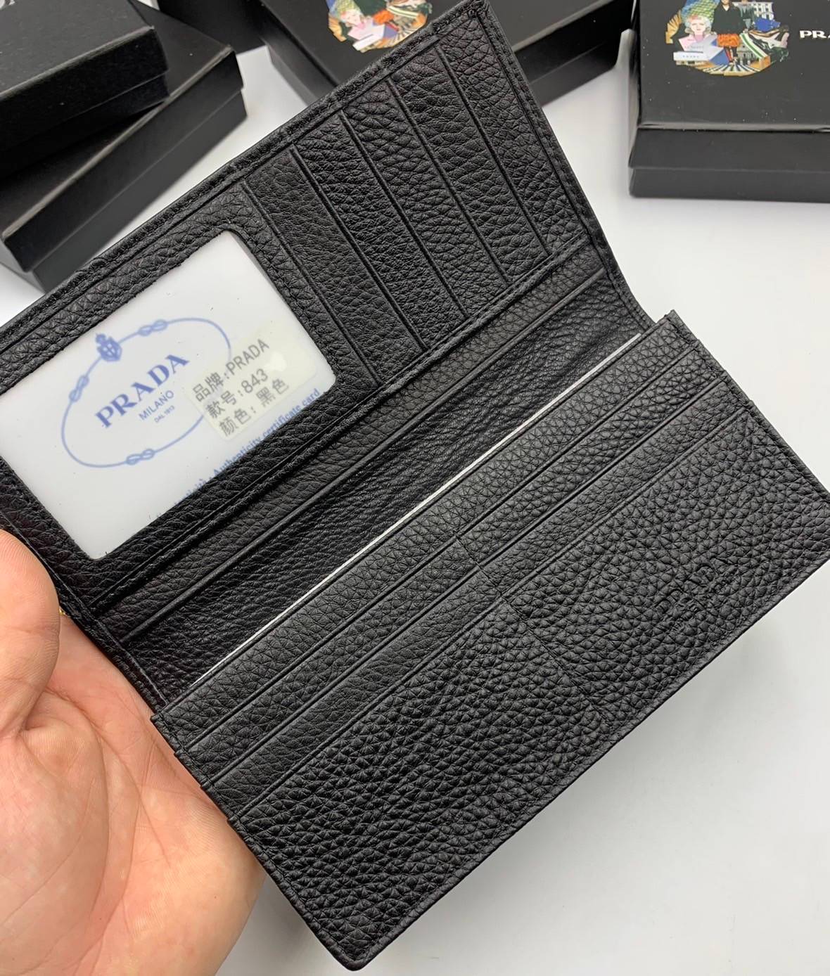 VIP หนังแท้ 】PRADA Large Saffiano Leather Wallet